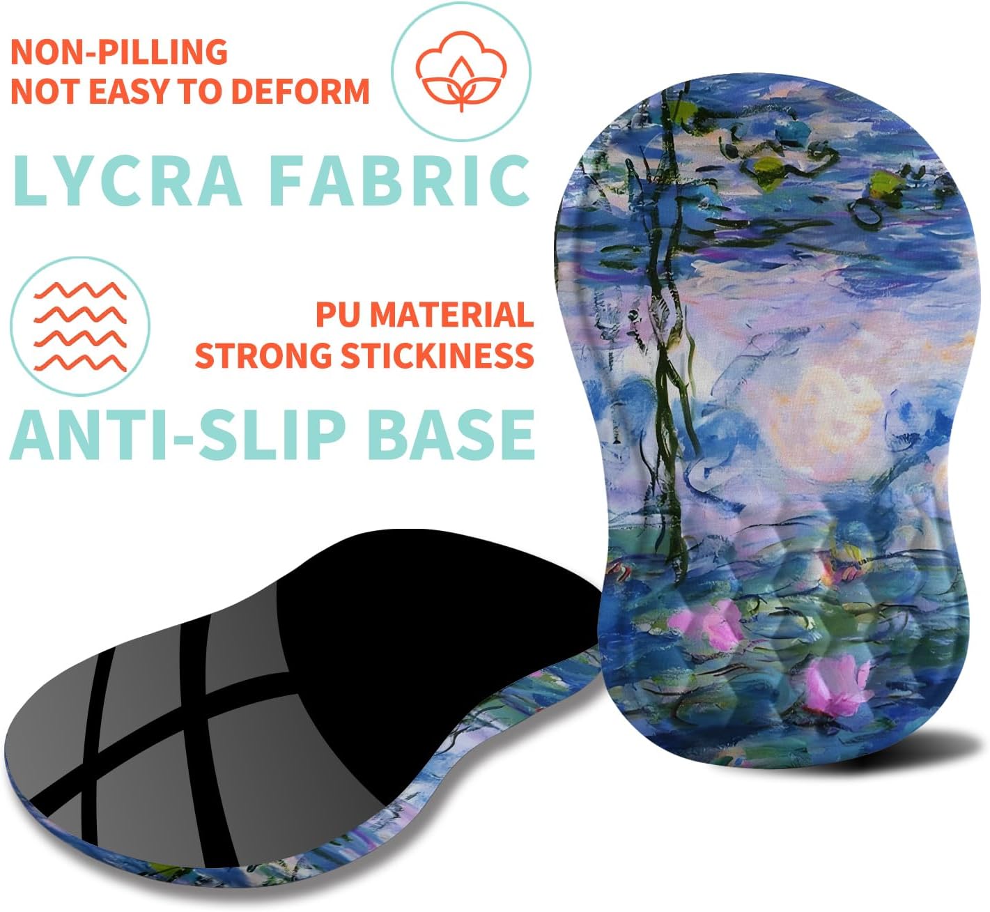 Ergonomic Mouse Pad Wrist Support with Memory Foam Massage Bulge, Carpal Tunnel Pain Relief Mousepad Wrist Rest for Mouse(12x8 inch, Lotus Pond)