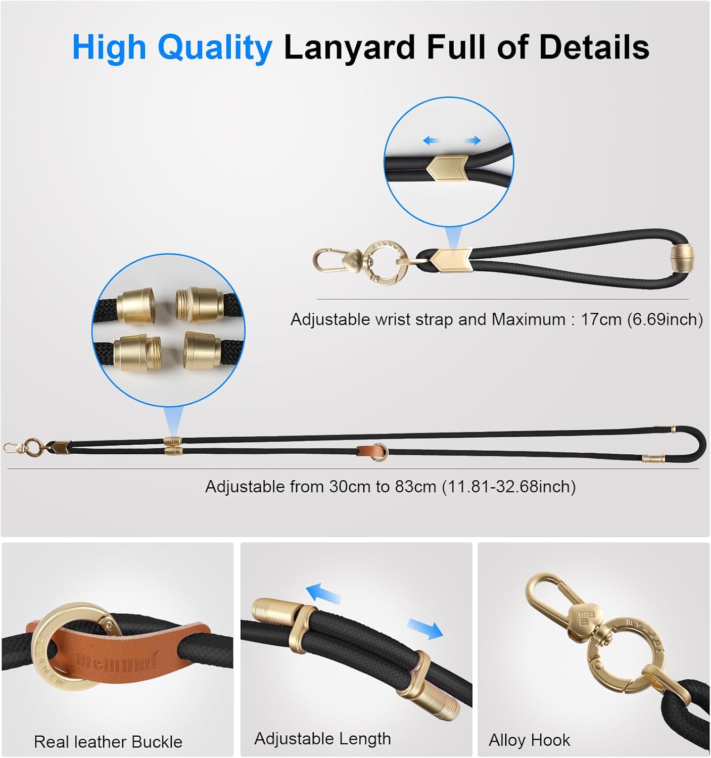 memumi 3 in 1 Universal Adjustable Phone Lanyard, Crossbody Neck Wrist Strap for All Smartphones, Anti-Theft Secure Lanyard