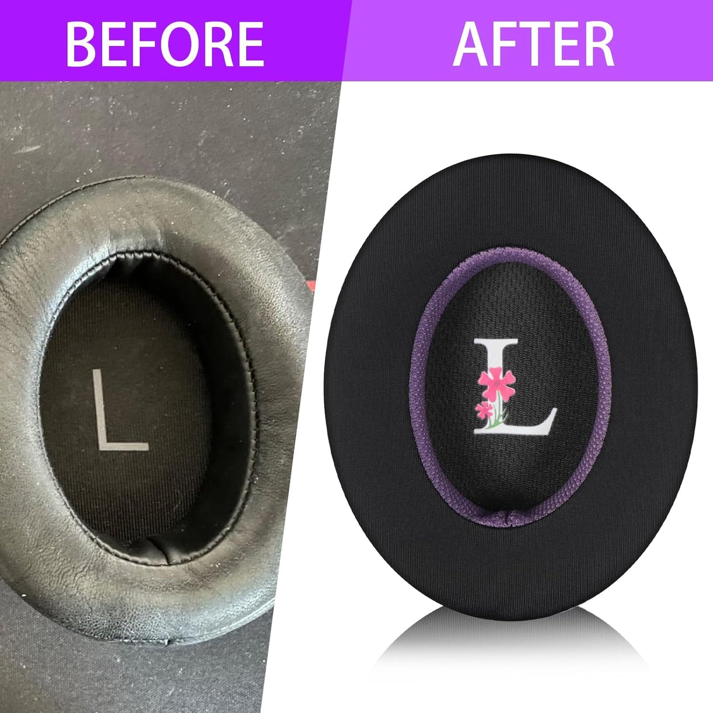 Magic Ice Gel Replacement Earpads for SENNHEISER MOMENTUM3 - Black/Purple, Comfortable & Durable