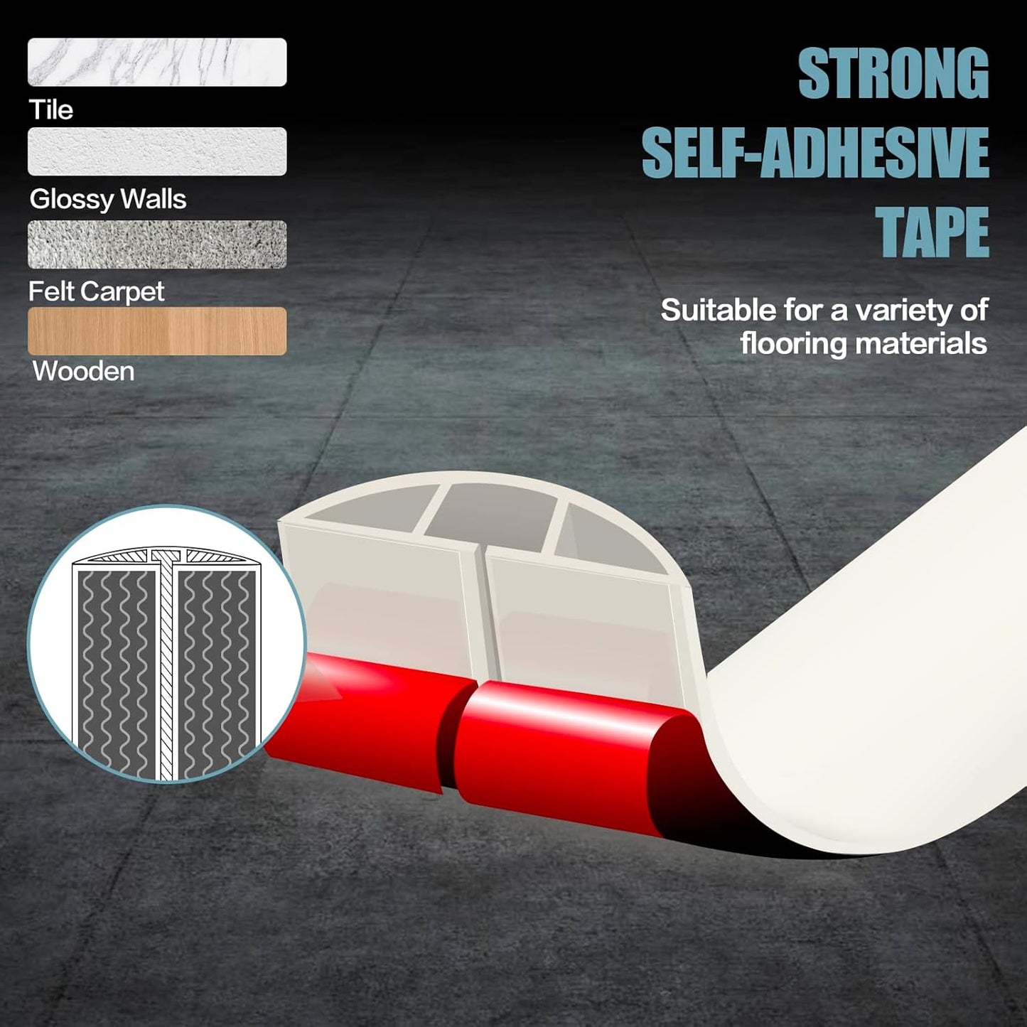 Floor Cord Cover Cable Cavity Self Adhesive Cord Hider Floor 3.3FT Floor Cable Management Power Cord Protector Floor Electric Cord Covers for Offices, Gym, Exhibitions (Beige, 1.18" x 3.3')