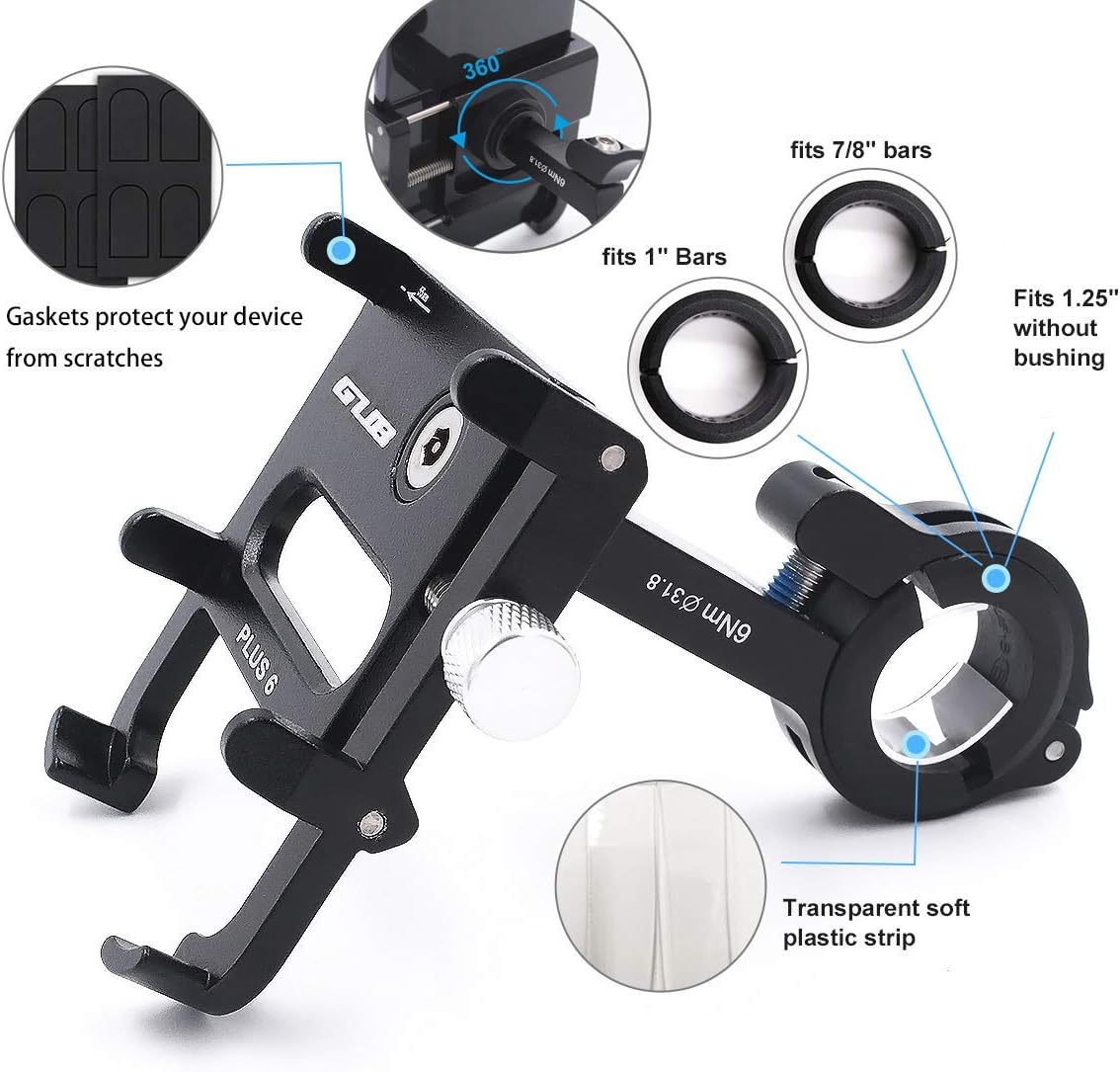 GUB Bike Phone Mount Holder, Aluminum Motorcycle Phone Holder Mount 360° Rotation for iPhone 13 14 15 Pro max 16 Pro, Samsung S24 S23 S22 S21 Note20/10 4.7-6.8" – Upgraded