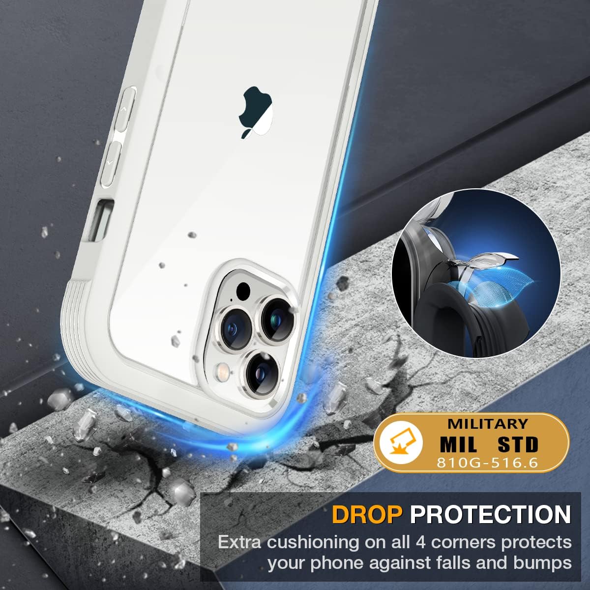 Miracase Glass Case for iPhone 13 Pro Max 6.7 inch, Upgrade Full-Body Clear Bumper Case with Built-in 9H Tempered Glass Screen Protector for iPhone 13 Pro Max, Rice White