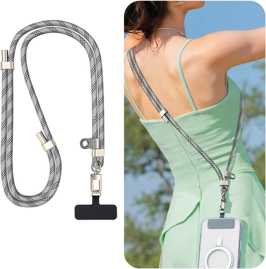 Phone Crossbody Lanyard with 2 Phone Tabs, Adjustable Anti-Theft Phone Lanyard for Most Phones, Durable Metal Buckle