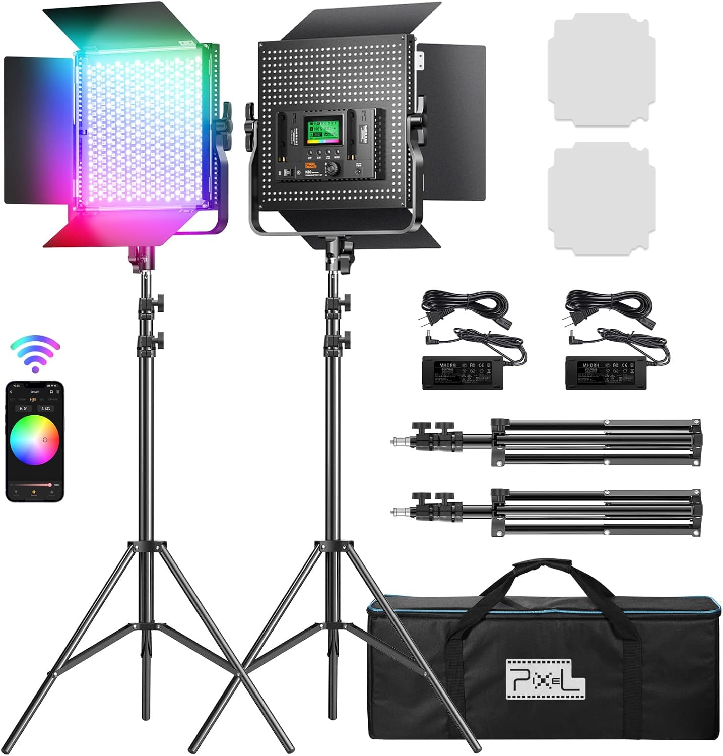 Pixel K80 Photography Lighting with APP Control, 2600K-10000K CRI 97+ RGB Led Video Light Panel, 9 Applicable Scenes Lighting for Studio/Gaming/Streaming/YouTube/Videography/Film/Video Recording