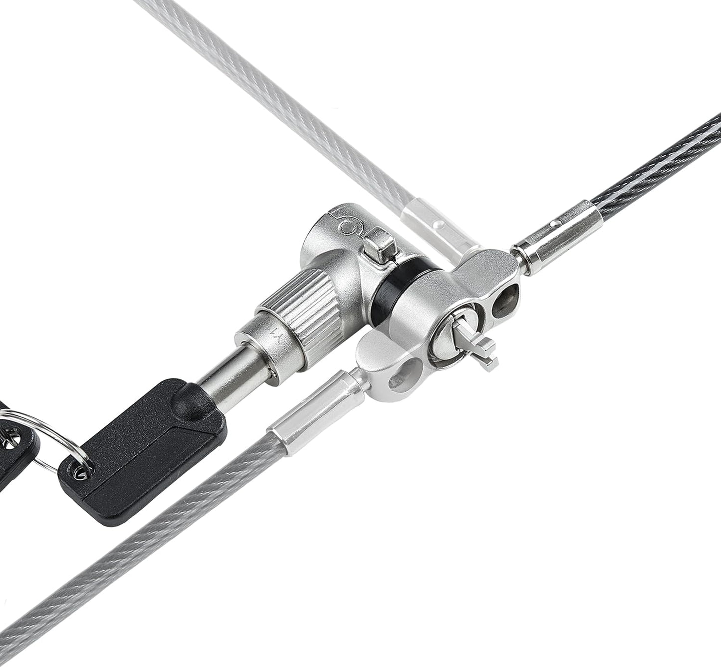 StarTech.com 3-in-1 Universal Laptop Lock 6.6ft (2m), Master Keyed Security Cable, Compatible with Noble Wedge/Nano/K-Slot; TAA