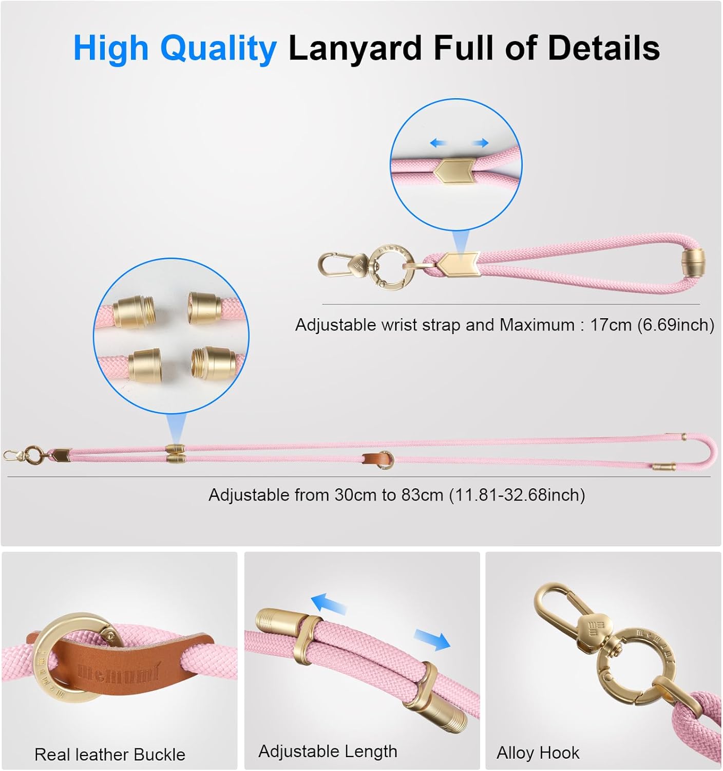 memumi 3 in 1 Universal Adjustable Phone Lanyard, Crossbody Neck Wrist Strap for All Smartphones, Anti-Theft Secure Lanyard