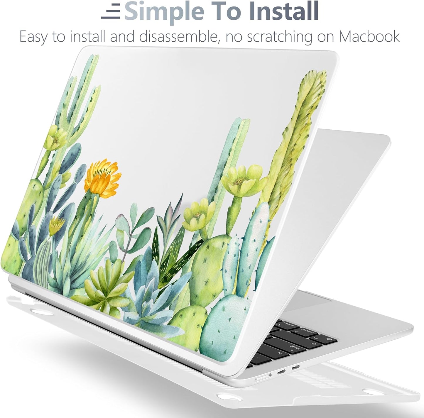 Batianda Premium Case for New MacBook Air 15 inch 2025 M4 2024 2023 with M3 M2 Chip Model A3241/A3114/A2941, Designed Protective Plastic Hardshell & Keyboard Cover & Screen Protector, Cactus