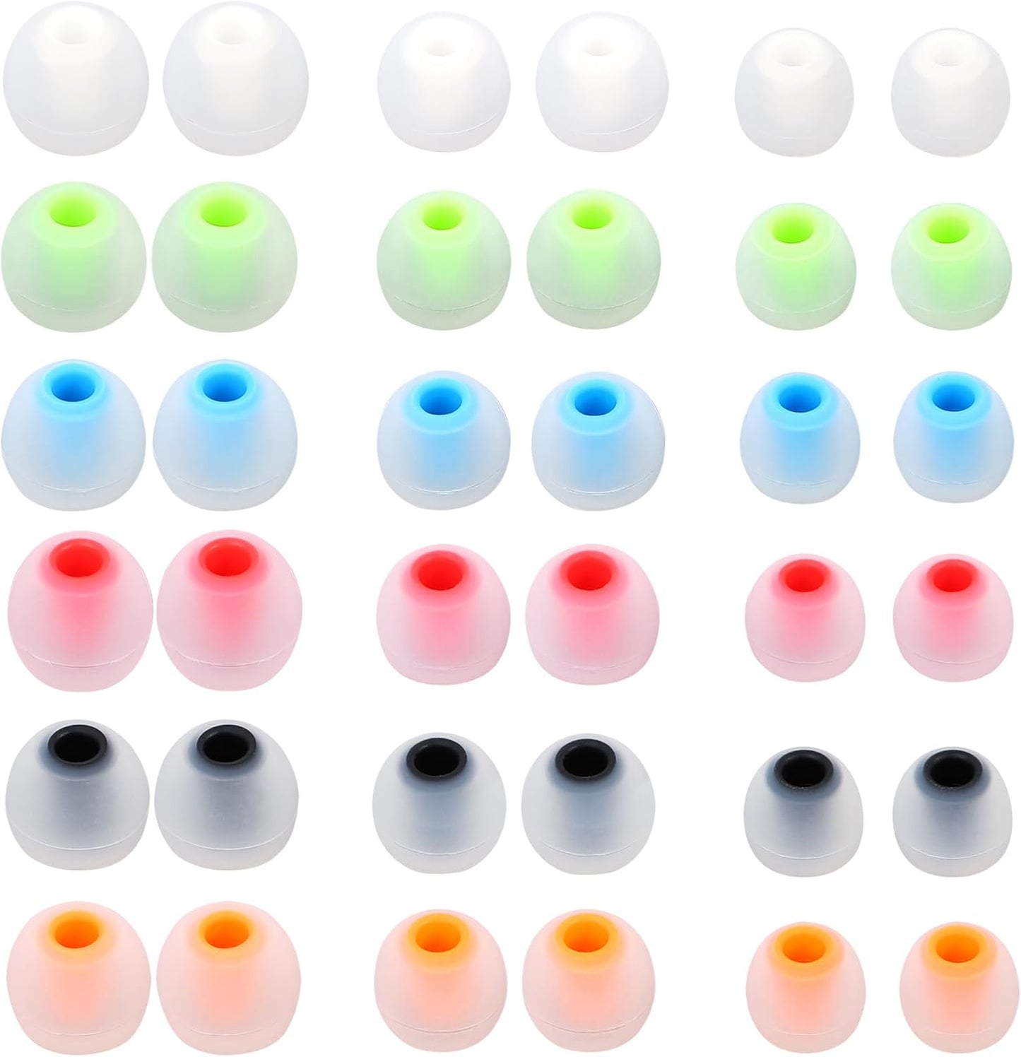 Earbud Replacement Tips Silicone Earbud Tips Ear Bud Covers Fit Most in-Ear Earbuds(Inner Hole 3.8mm -5.1mm) Headphone Ear Tips 18 Pairs S M L