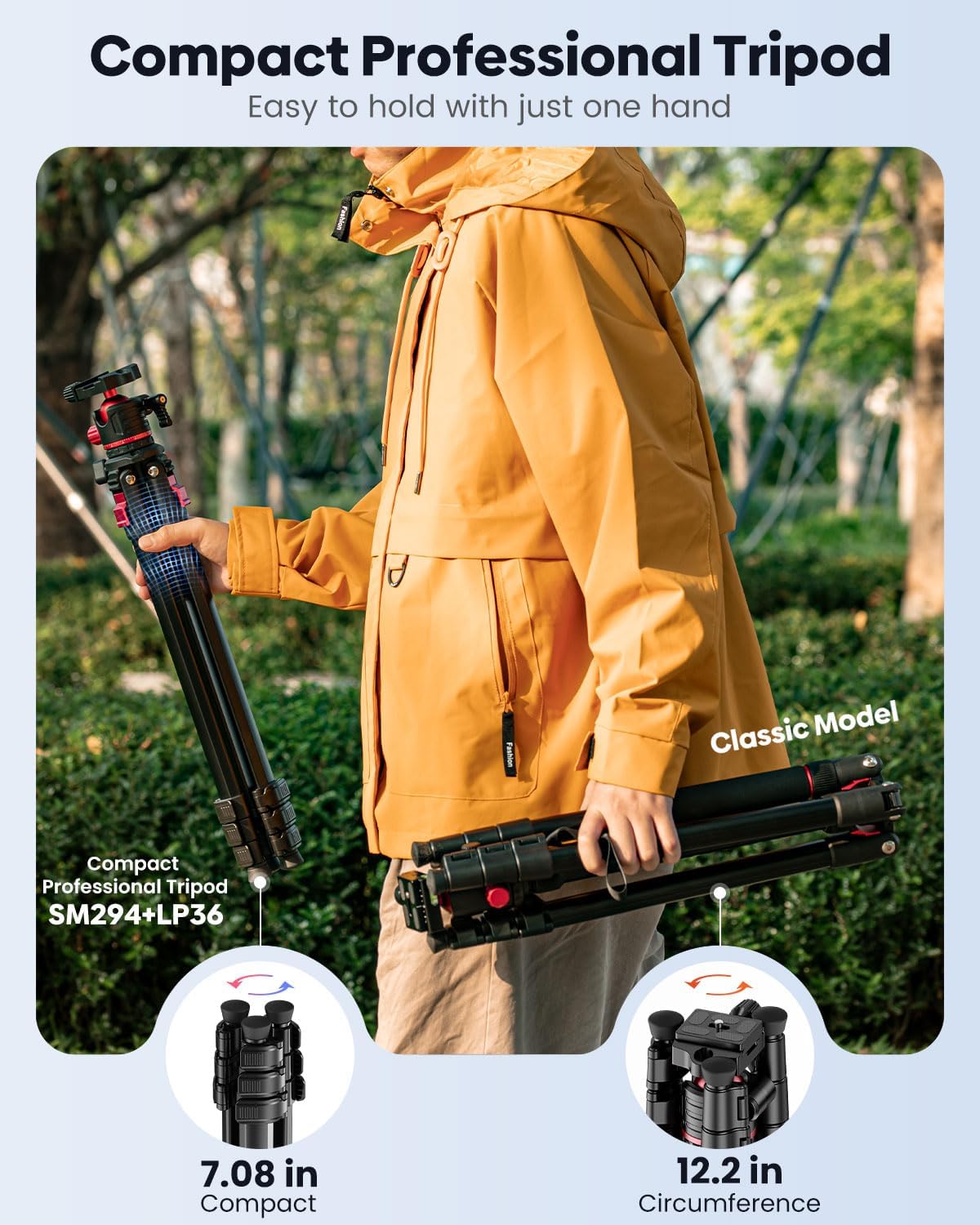 68" Lightweight Travel Camera Tripod with Ball Head, Compact Aluminum Tripod for DSLR/SLR, Compatible with Canon, Nikon, Binoculars, Telescope (Supports 8.8 lbs, Weighs 2.62 lbs)