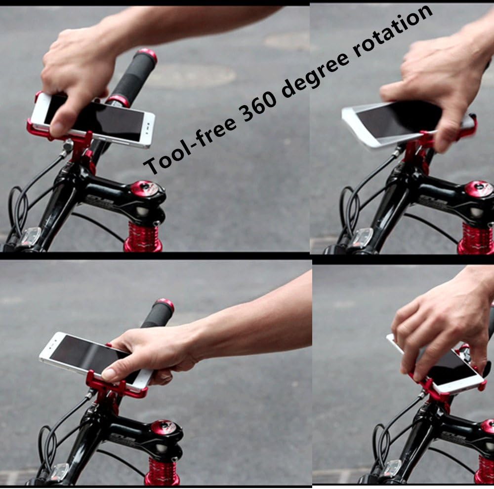 GUB Bicycle & Motorcycle Phone Mount - Aluminum Bike Phone Holder with 360°Rotation Adjustable Handlebar Phone Holder Compatible with iPhone Xs XR 8 Plus,Compatible with Samsung S9/S8 (PLUS6 Black)