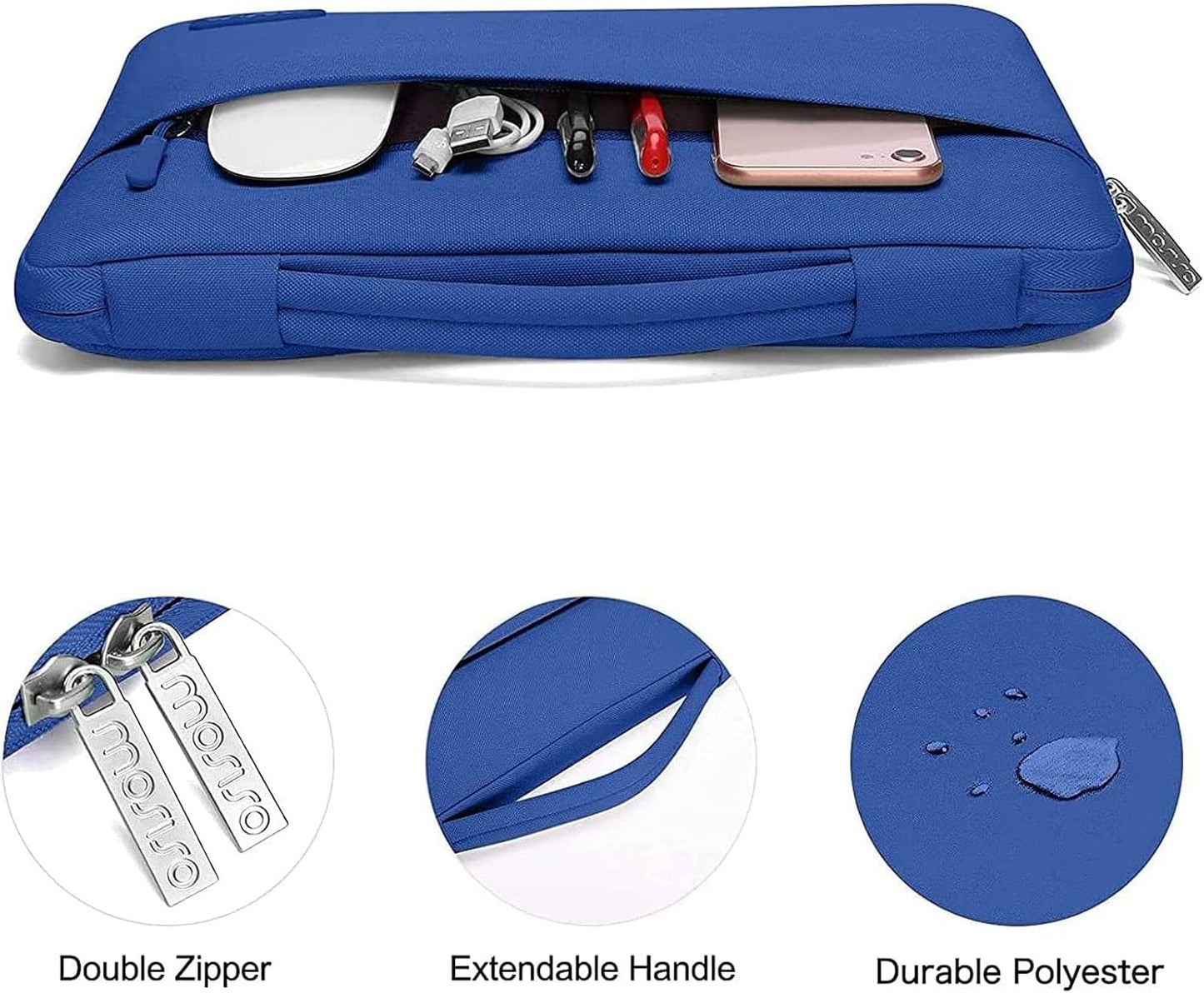 MOSISO Compatible with MacBook Air 13 inch Case 2025 2024 2023 2022 M4 A3240 M3 A3113 M2 A2681, Hard Shell&Sleeve Bag&Keyboard Skin&Webcam Cover&Screen Film for MacBook Air 13.6 inch, Royal Blue