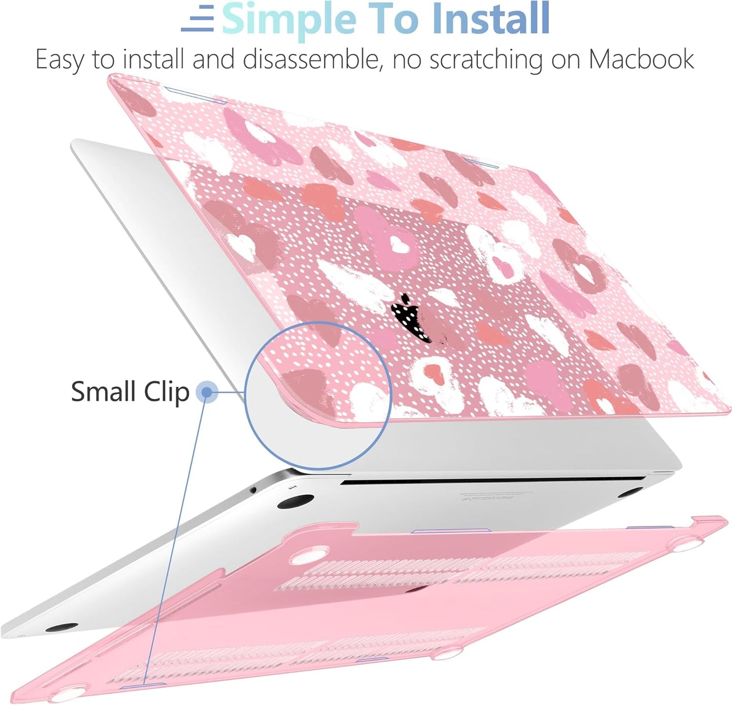 MEEgoodo Case for MacBook Pro 13 inch Case 2022 2021 2020 New A2338 M2/M1 A2251 A2289, Laptop Hard Shell with Keyboard & Camera Cover Compatible with 13 inch MacBook Pro, Pink Hearts & Dots