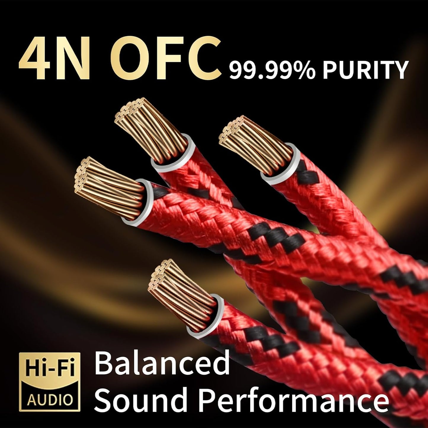 12 AWG Audiophile HiFi Speaker Audio Cable–4N OFC Core,24K Gold-Plated Banana Plugs with Nylon Braid,Compatible with Amplifier,Speakers, AV Receiver & Home Theater(8.20ft/2.5m) 2-Pack
