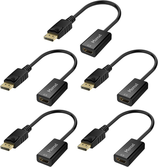 4K DisplayPort (DP) to HDMI Adapter, 5 Pack, Uni-Directional Gold-Plated Display Port Computer to HDMI Screen Converter (Male to Female) Compatible with HP, Dell, Lenovo & More, Passive - Black