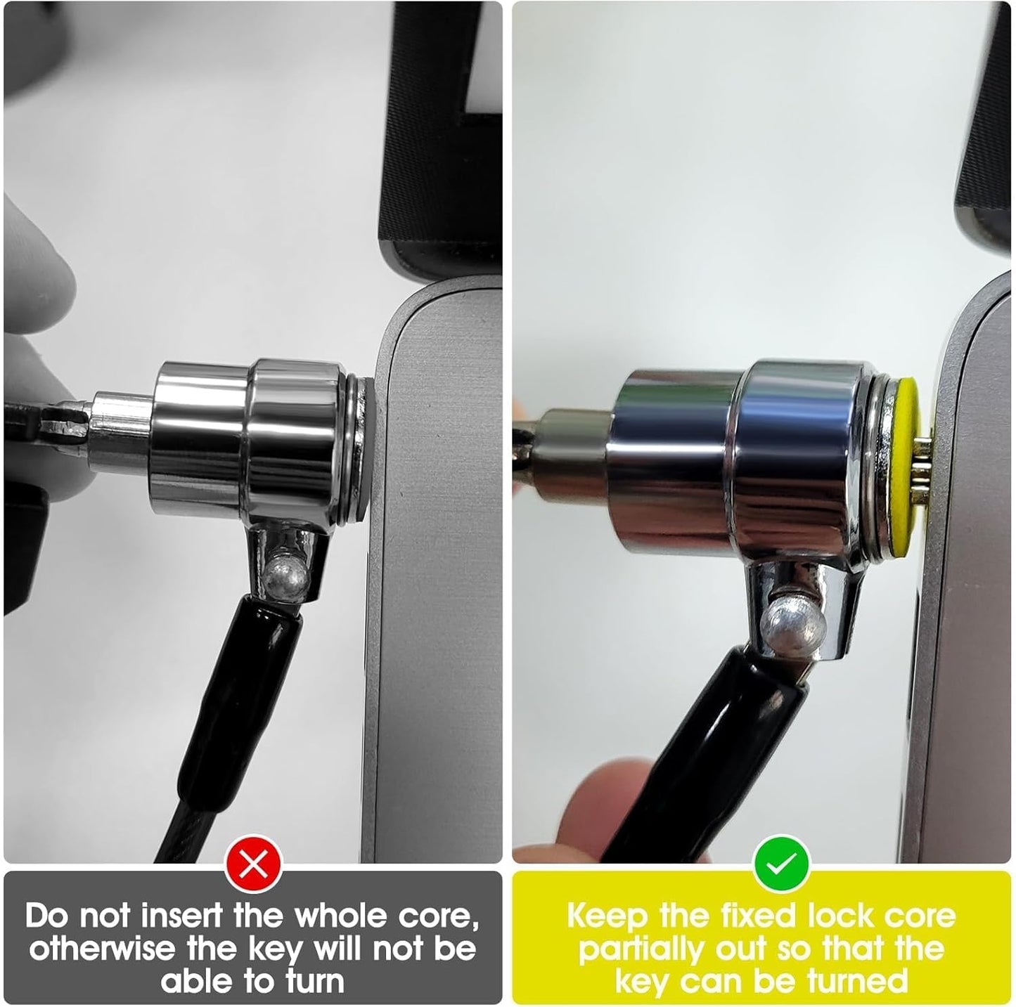 I3C Laptop Lock Cable 6ft Cut-Resistant Security Cable with 360° Rotating Lock for Wedge Slot Laptops 7x3mm Anti-Theft Computer Lock for Office, Library, Travel, Students & Business