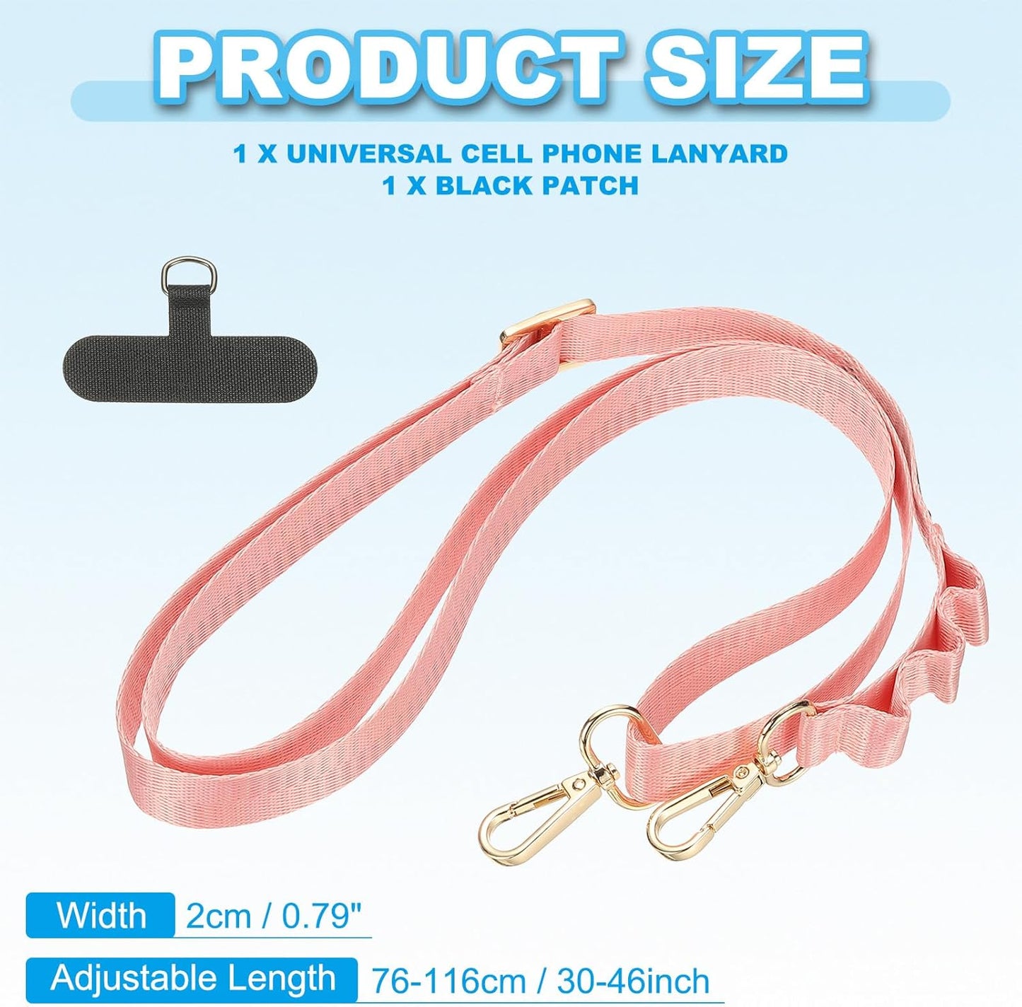 PATIKIL Universal Cell Phone Lanyard, Adjustable Crossbody Phone Strap Anti-Theft Polyester Neck Lanyard with Patches for Concerts Gym Travel Secure Hands-Free Carry, Pink