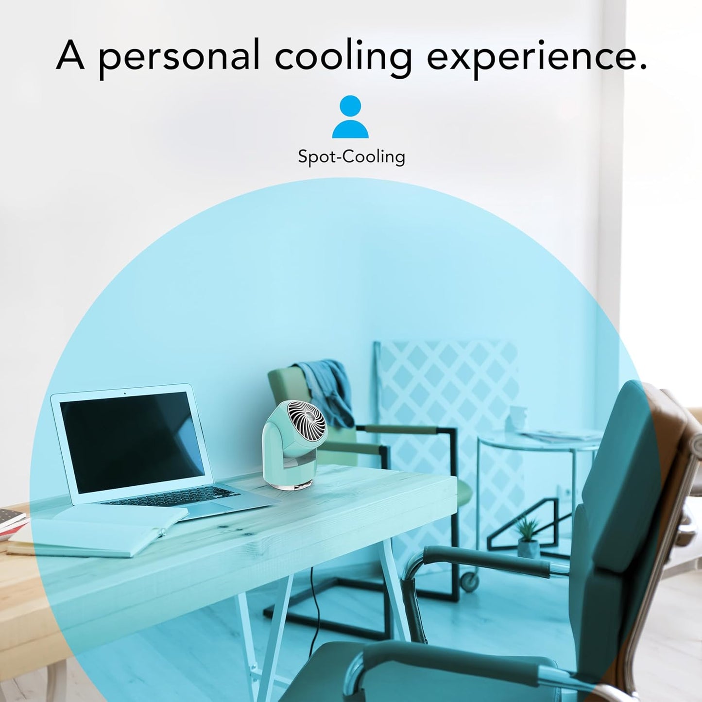 Vornado Flippi V6 Compact Air Circulator Fan, Quiet Portable Travel Fan for Desk or Bedroom, Adjustable Head, 2 Speeds, Bliss Blue