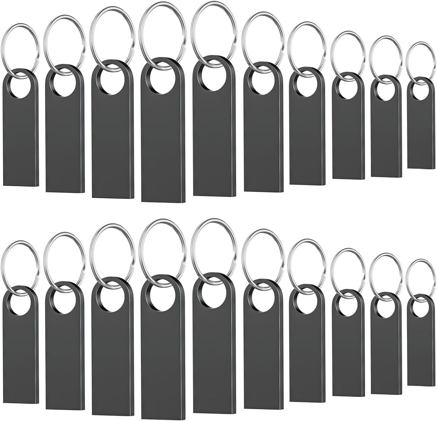 20 Pack 2GB USB Flash Drive with Keychains, Wooolken Sleek Metal USB 2.0 Thumb Drives Memory Stick for PC Laptop Computer(Dark Grey)