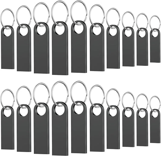 20 Pack 2GB USB Flash Drive with Keychains, Wooolken Sleek Metal USB 2.0 Thumb Drives Memory Stick for PC Laptop Computer(Dark Grey)