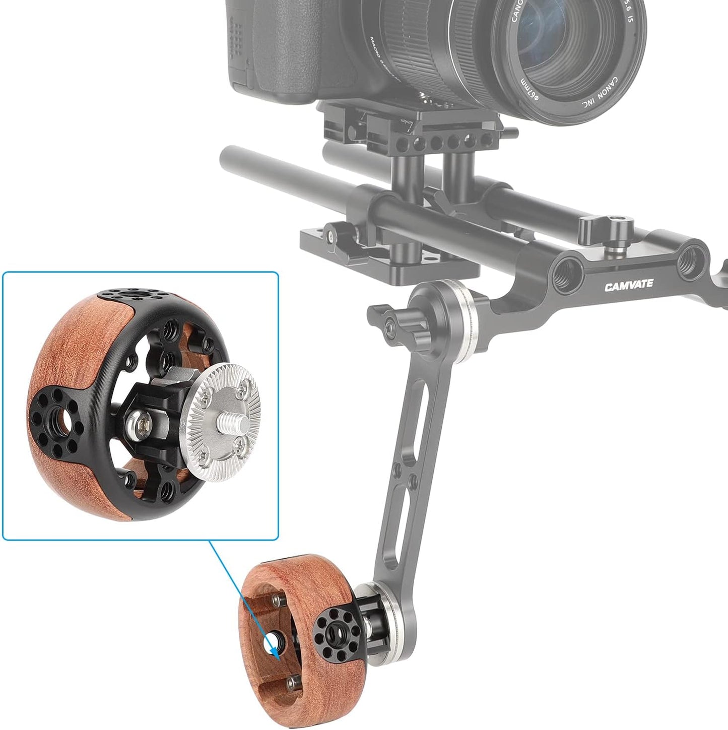 CAMVATE Round Hand Wheel with M6 Rosette Mount for Camera Video Wooden Handgrip - 3217