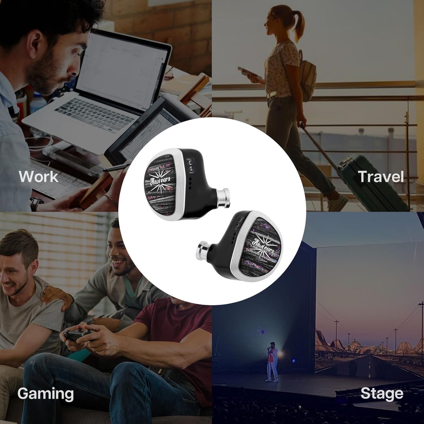 Linsoul Kiwi Ears Aether in Ear Monitor, 15.3mm Large Planar Driver IEM Earphone, HiFi Wired Earbuds, Gaming Earbuds with 2Pin Detachable Cable for Professional Musician Audiophile Gamer