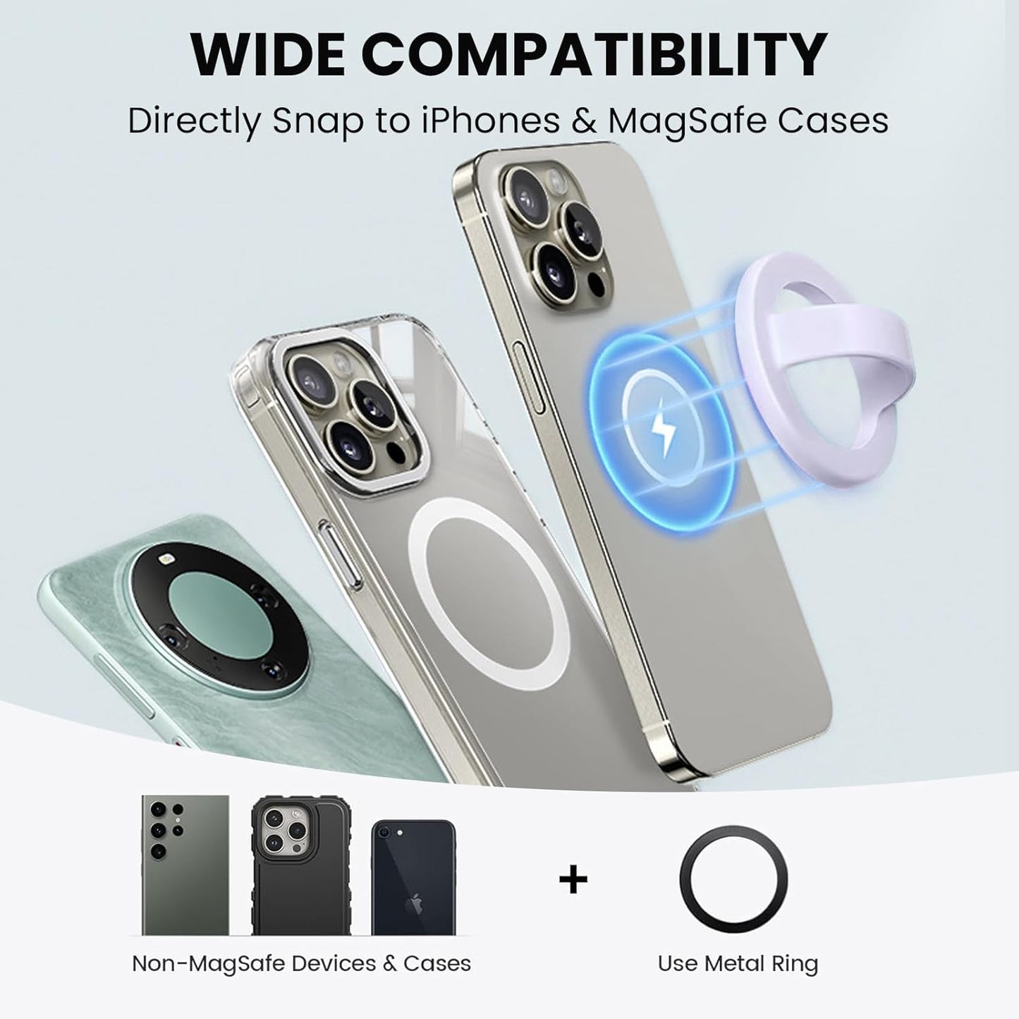 Magnetic Silicone Ring Grip Phone Holder, Loop Grip Phone Holder,Magnetic Phone Loop,Magsafe Phone Grip,Compatible with Magsafe for iPhone 16/15/14/13/12 Series (Purple)