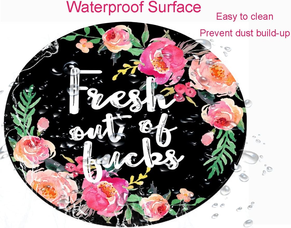 Mouse Pad Floral, Fashion Funny Wording with Flowers Mouse Pad, Waterproof Circular Small Mouse Pads with Designs for Women, Non-Slip Rubber MousePads for Office Laptop
