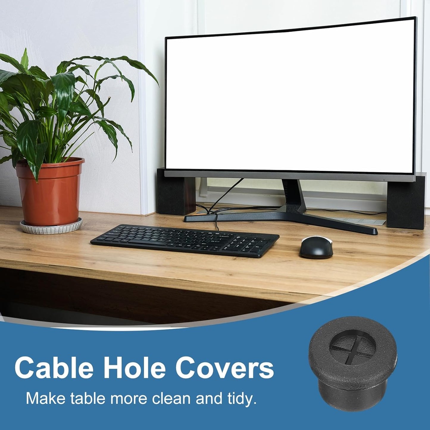 uxcell 4Pcs Cable Cord Grommet, 1/2"(12mm) Rubber Desk Grommets Wire Pass Through Hole Cover with Marked Cable Ties for Home Office Cable Wire Protection, Black