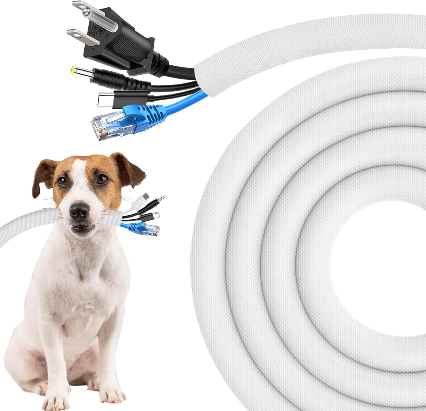 Secbolt Cord Protectors from Pets No Chew, 10ft - 3/4 inch Ultra Durable Cord Covers for Pets, Bite-Resistant Cable and Wire Protector for Cats, Dogs, Rabbits - White