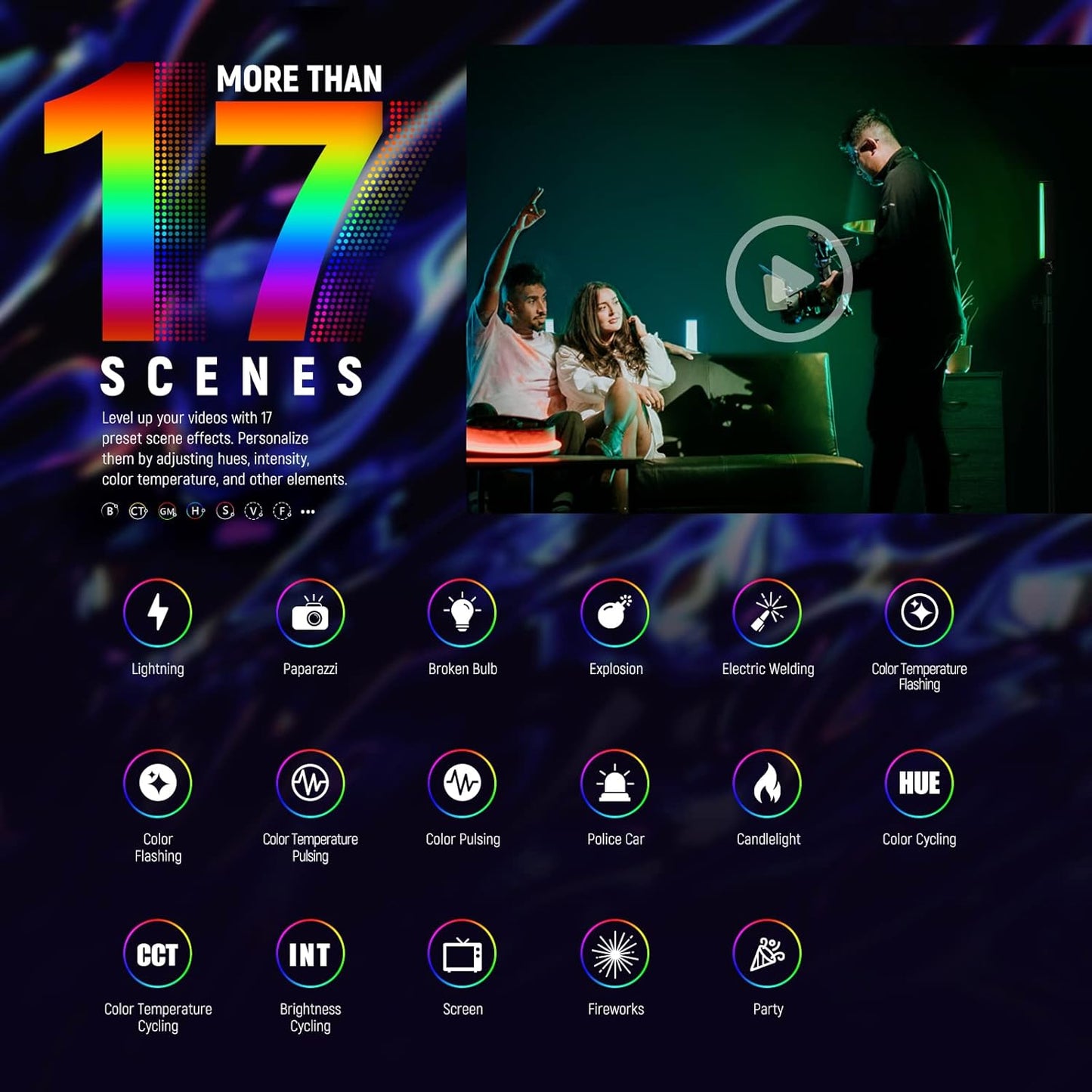 NEEWER RGB LED Video Light Stick, Touch Bar&APP Control, Magnetic Handheld Photography Lighting Wand, Dimmable 3200K~5600K CRI98+ Full Color LED Light with 6400mAh Battery, 17 Scenes, RGB1 (Rose Gold)