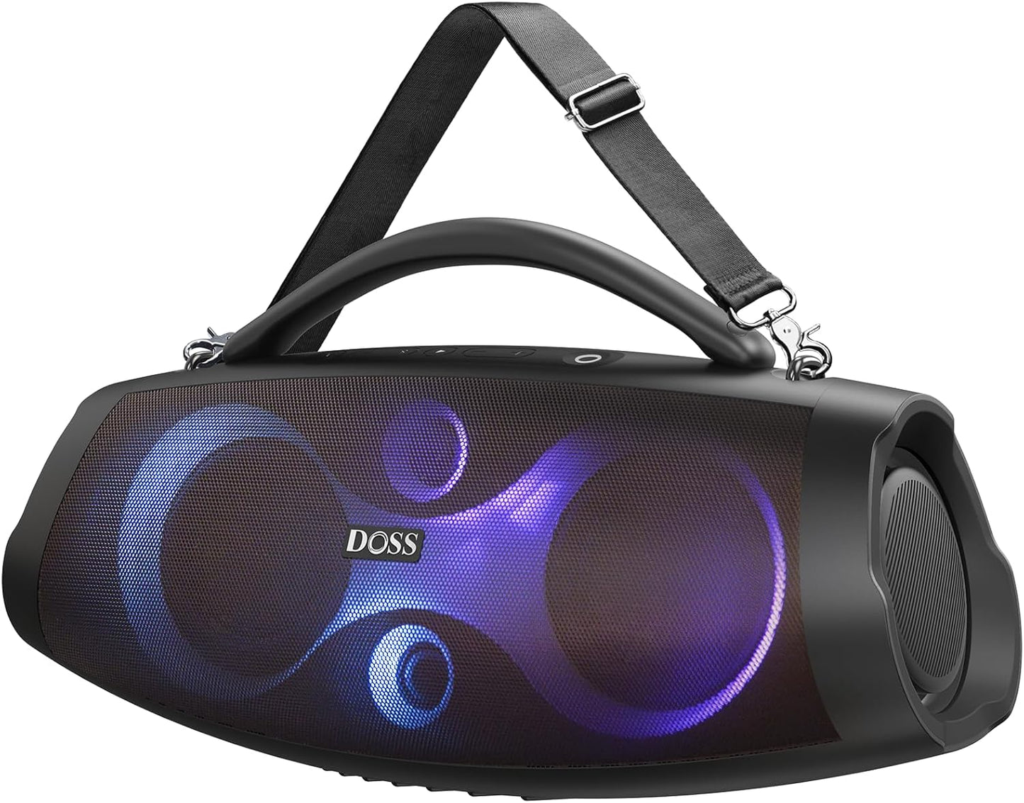 DOSS Extreme Boom Pro D200 240W Peak Outdoor Speaker, Punchy Bass, 26H Playtime, Beat-Synced Light, BT5.4, Stereo Pairing, IPX6 Waterproof for Camping, Beach, Tailgate Party-Black