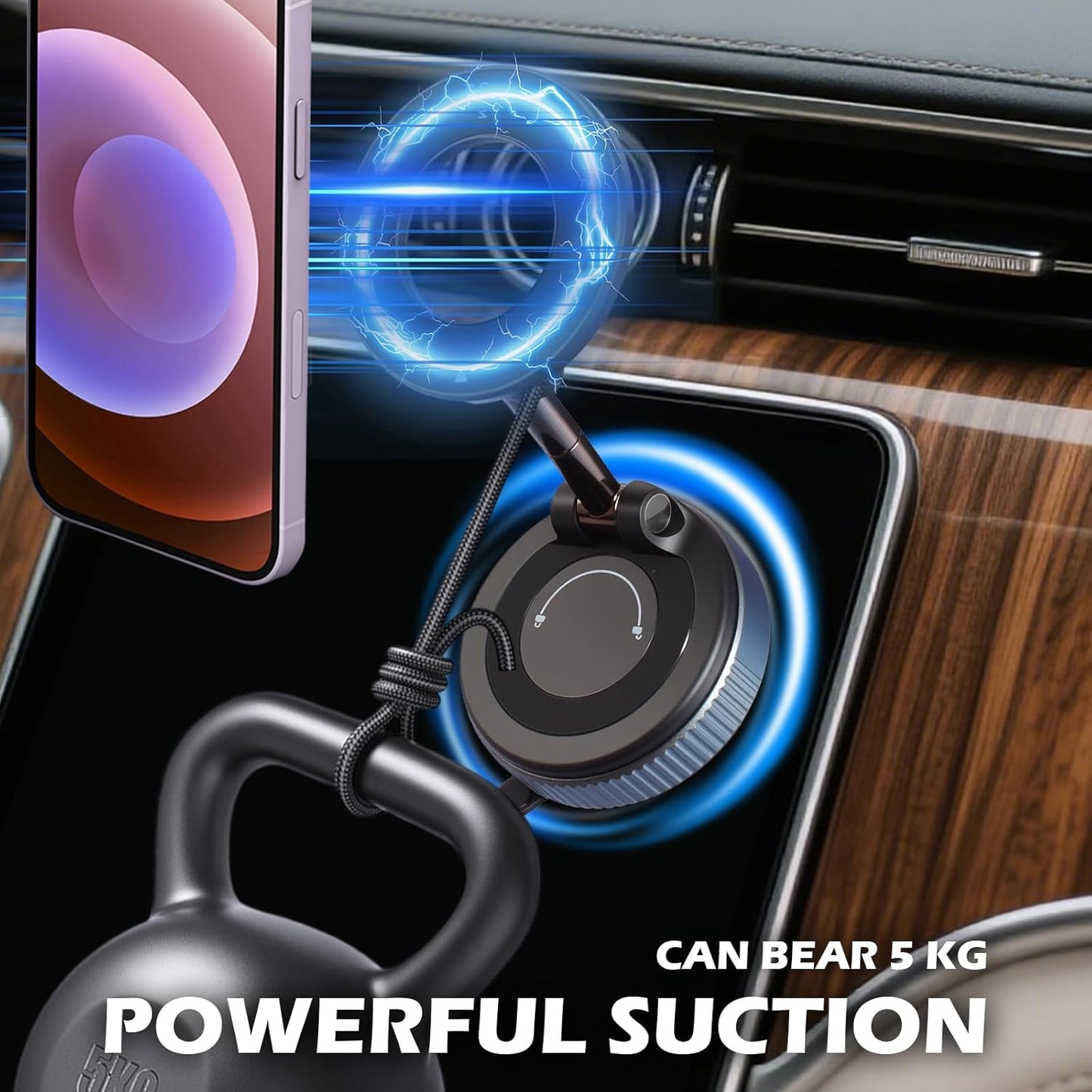 2025 Premium 360° Magnetic Car Phone Mount - Ultra-Strong Vacuum Suction for iPhone 16 Pro Max/Android - Foldable Adjustable Holder for Car/Truck/Gym/Home - Secure No-Slip Design (Black)