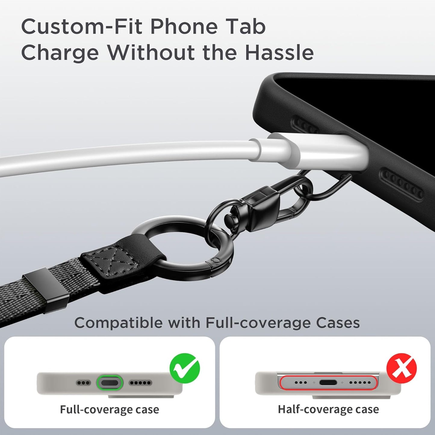 Phone Lanyard 2 in 1, Anti Theft Phone Strap Crossbody for Women Men, Adjustable Phone Wrist Strap with 2 Pack Tether Tabs