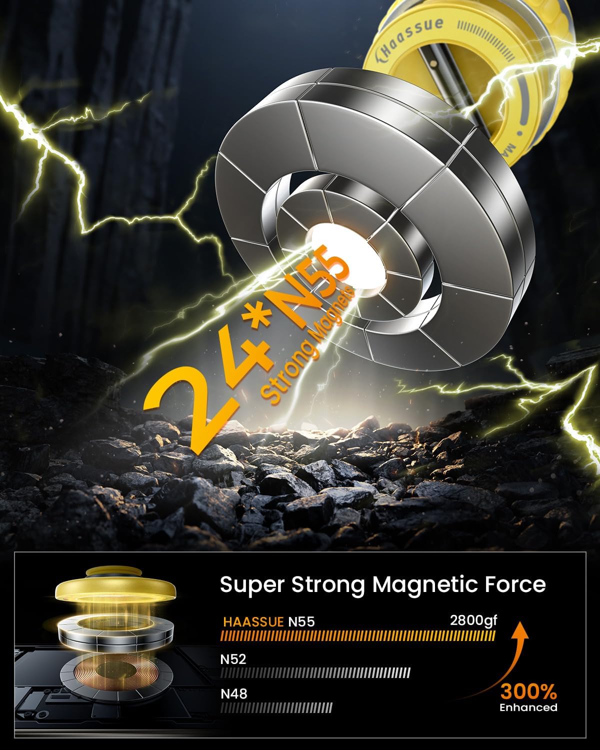 2026 Upgraded Vacuum Suction Cup Phone Mount [24 N55 Stronger Magnets], Vacuum Magnetic Phone Holder Stand [109+LBS Strongest Suction], 360° Adjustable for Your Car/Gym/Mirror