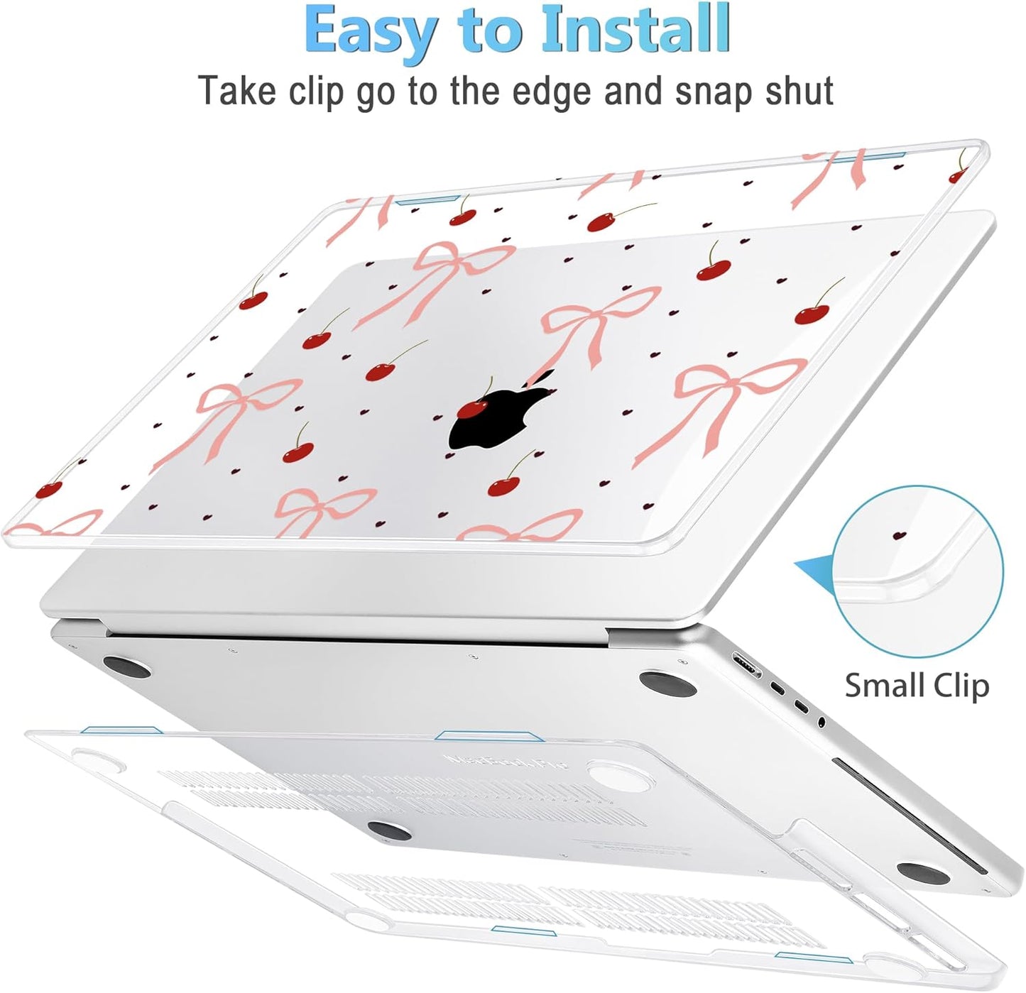 Mektron Case for MacBook Pro 16" M4 A3403 A3186 M3 A2991 M2 A2780 M1 A2485 (2021/2023/2024) Pro/Max with Touch ID, Hard Shell Plastic Laptop Cover Keyboard Cover Screen Protector, Pink Bows-Hearts