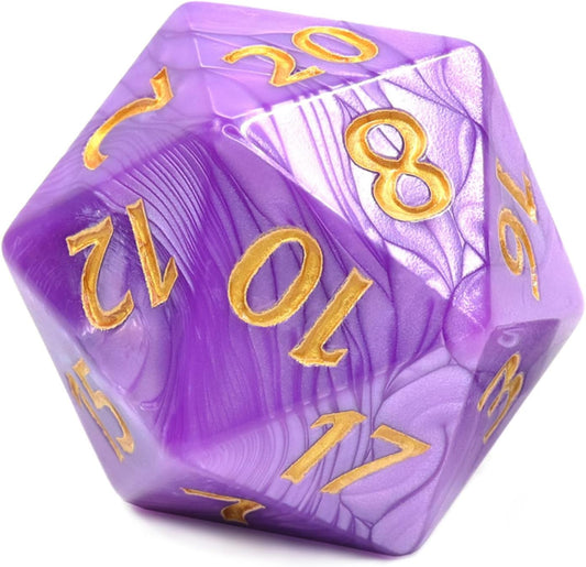20 Sided DND Dice,D20 Giant Polyhedral Dice,55mm Titan Large Pearl Color D20 Dice,20 Sided Cube D&D Dice Set for Dungeons and Dragons, RPG, MTG Table Games(Purple-Pearl Series)