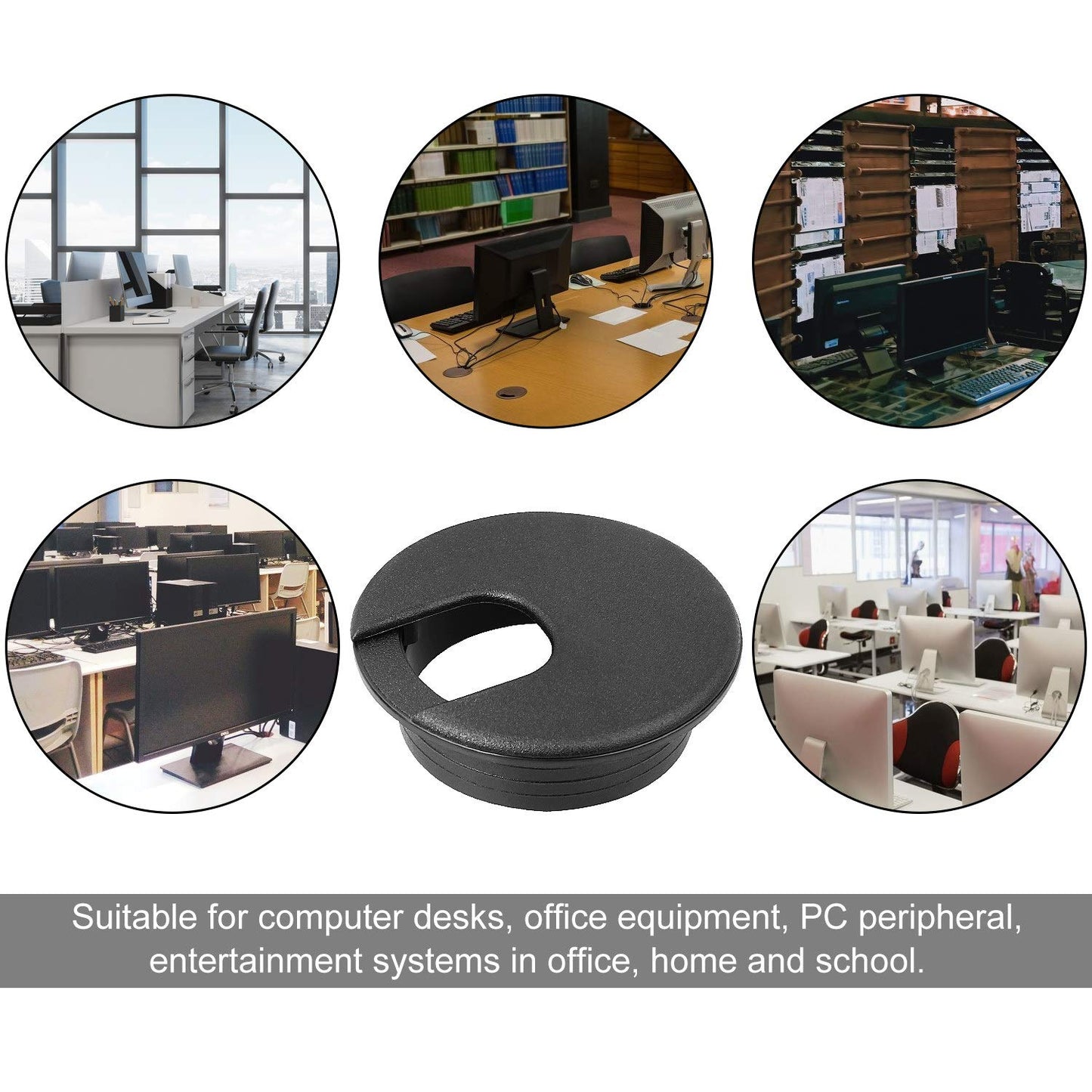 2" White Plastic Desk Grommet, HNBun 20 Pack Cable Wire Grommet Tidy Cable Hole Cover Organizers, Desk Cord Cable Hole Cover Grommet for Hide Office Desk Cords and Cables (50mm Mounting Hole Diameter)