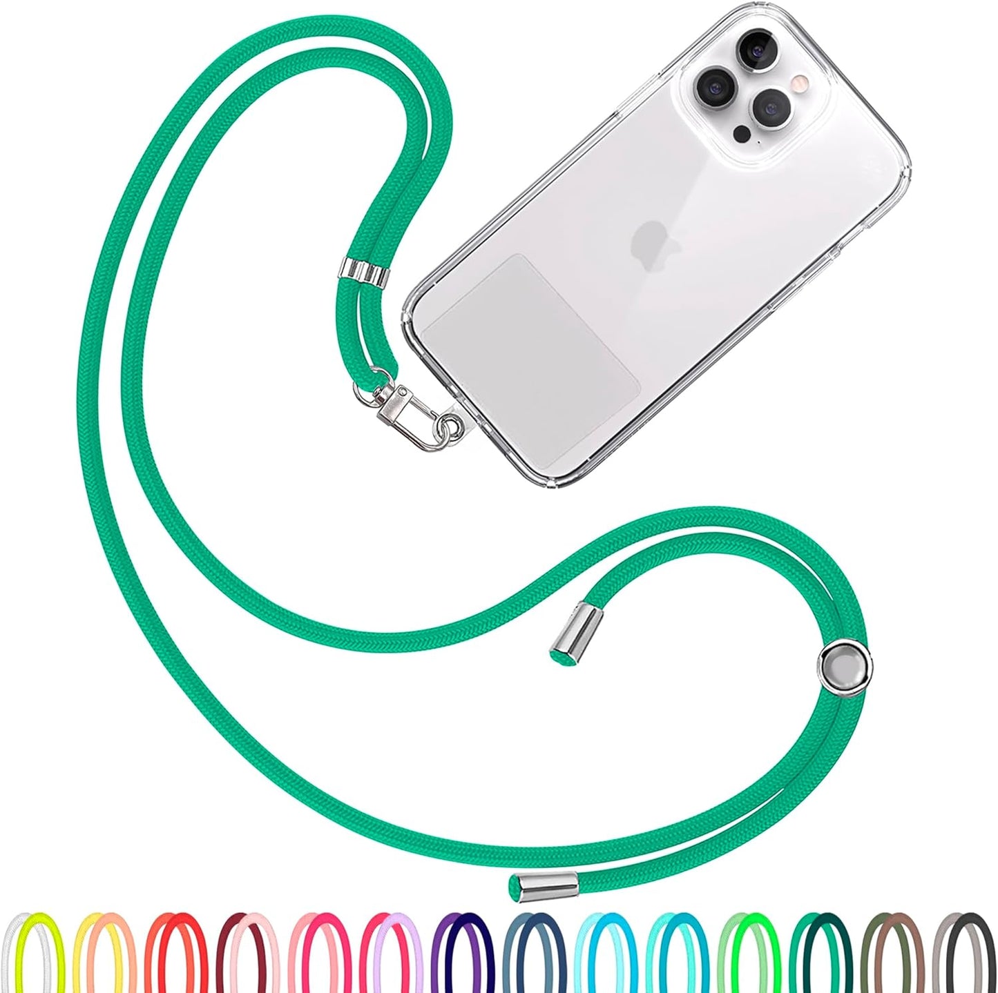 Cell Phone Lanyard [Green] - Comfortable Universal Smartphone Lanyard - Easy to Use Neck Phone Holder [Clear Patch] - Adjustable Length Phone Strap Crossbody - Fits All Mobile Phones