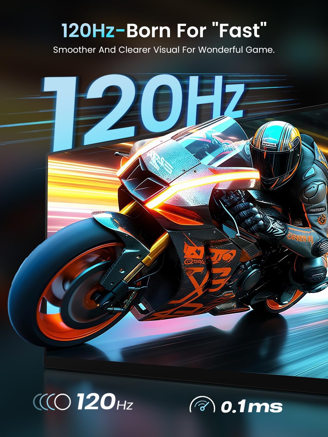 Newsoul Portable Monitor 4K, 120Hz Gaming Monitors 3840 * 2160 UHD, 100% DCI-P3, 1500:1 Contrast, FreeSync 0.1ms, Built-in Stand & Speaker, USB-C HDMI Portable Screen for Laptop, Phone, Game Console