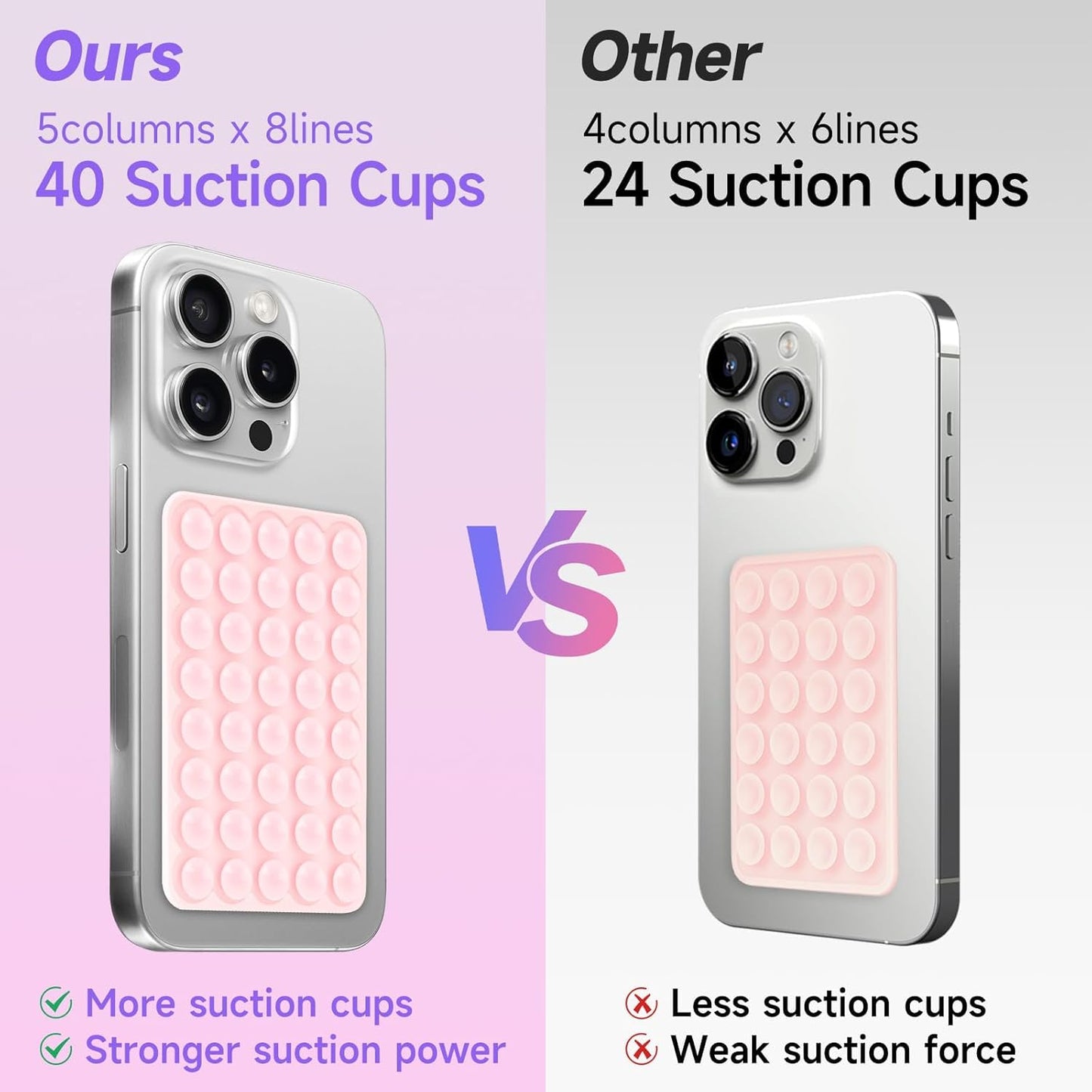 Silicone Suction Phone Case Mount, Non Slip Suction Cup Phone Mount, Phone Accessories Holder for Selfies and Videos, Silicon Adhesive Phone Stand Sticky for Cell Phone Lavender