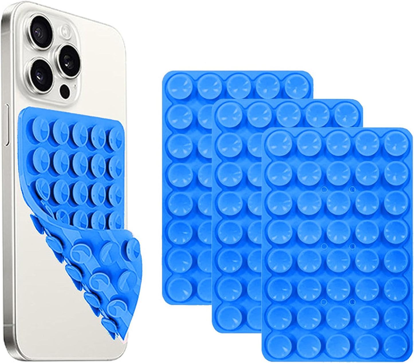 2 Pack Double Sided Silicone Suction Cup Phone Case Mount, Hands-Free Silicon Phone Grip with Higher Suction Power for Selfies and Videos, Non Slip Phone Accessories, Blue