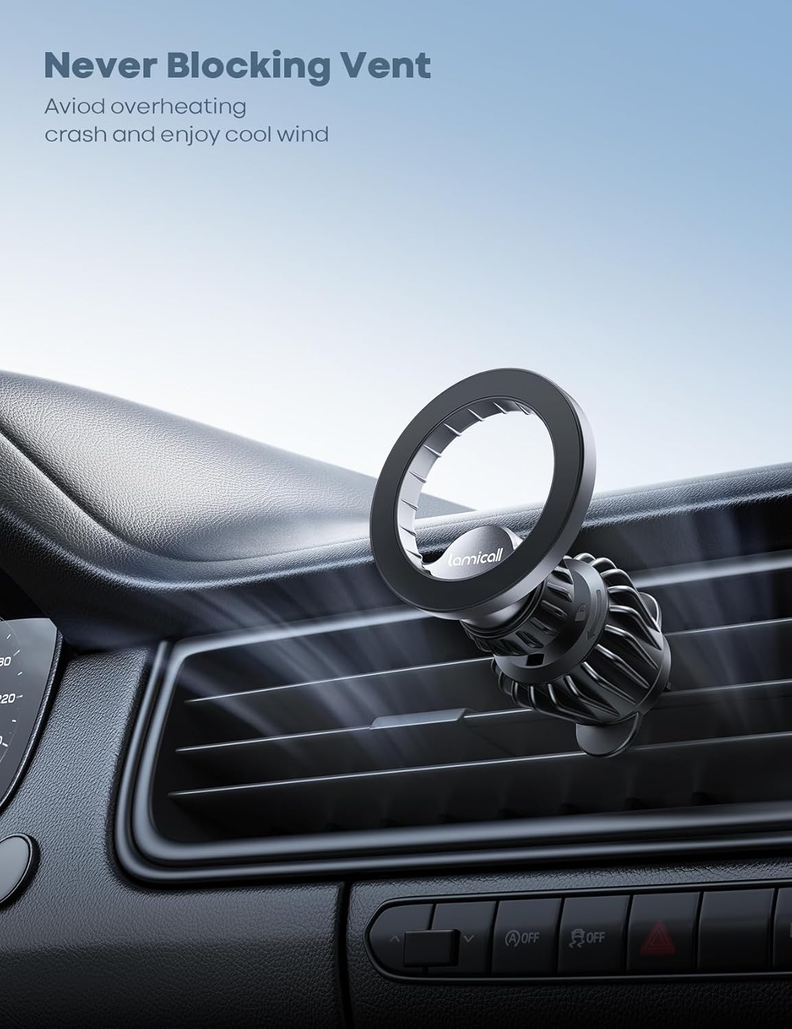 Lamicall Fits MagSafe Car Mount - [20 Super Magnets] Magnetic Car Phone Mount, Air Vent Cell Phone Holder Clip, MagSafe Accessories for iPhone 14 13 12 Pro Max Plus Mini & MagSafe Case & All Phones