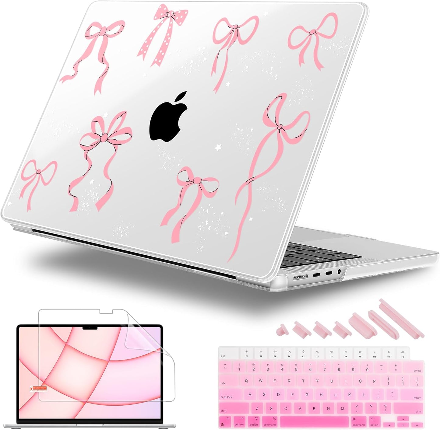 for MacBook Pro 16 inch Case 2021 2022 2023 2024 Release A3186 A3403 M4 A2991 M3 A2780 M2 A2485 M1 Pro/Max, Hard Shell Case with Screen Protector & Keyboard Cover, Star Bow