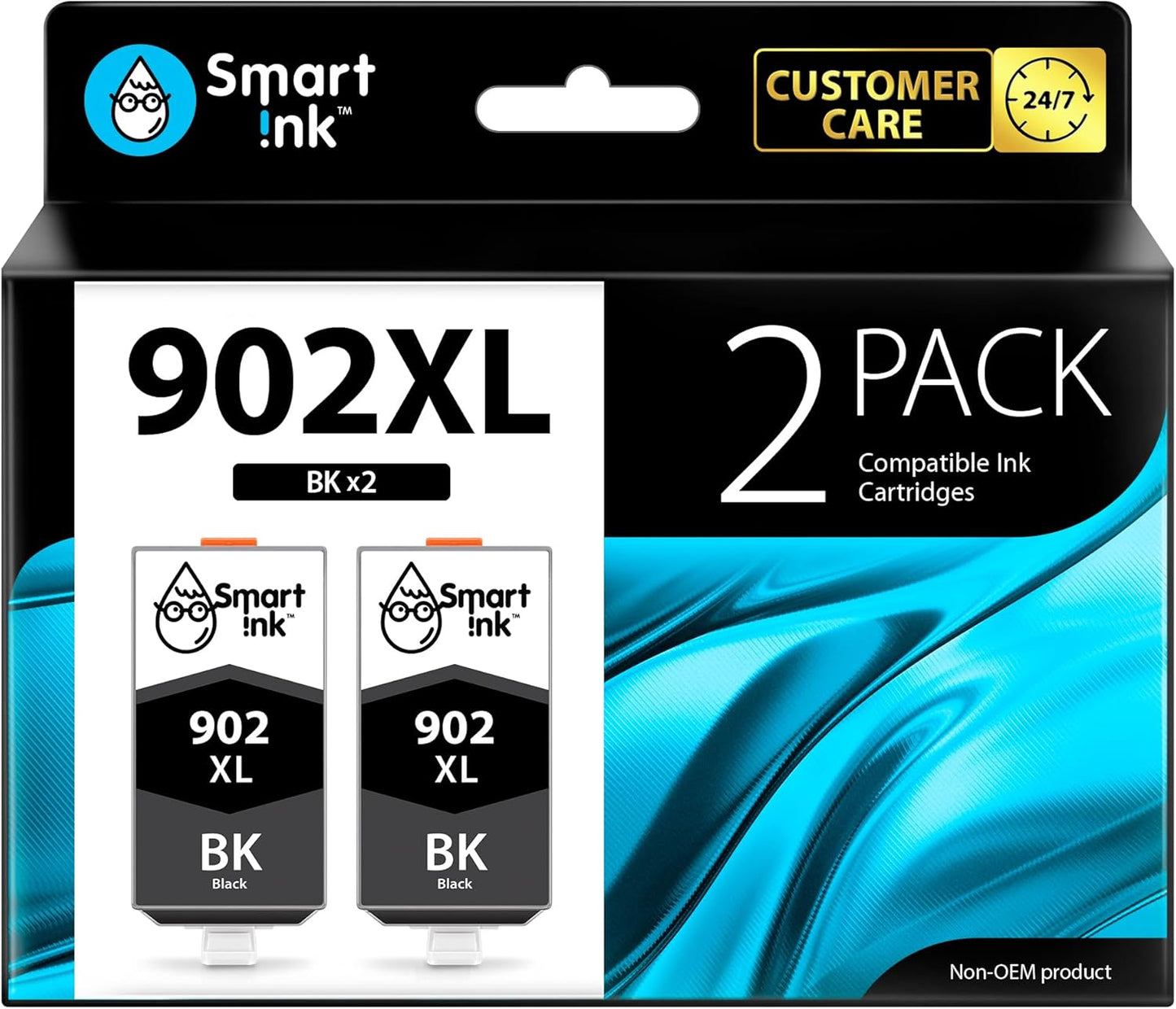 Smart Ink Compatible Ink Cartridge Replacement for HP 902XL 902 XL (2 Black, Combo Pack) to use with OfficeJet Pro 6978 6968 6970 6975 6960 Officejet 6962 6958 6950 6954 6951 6956 6961 6963 6964 6966