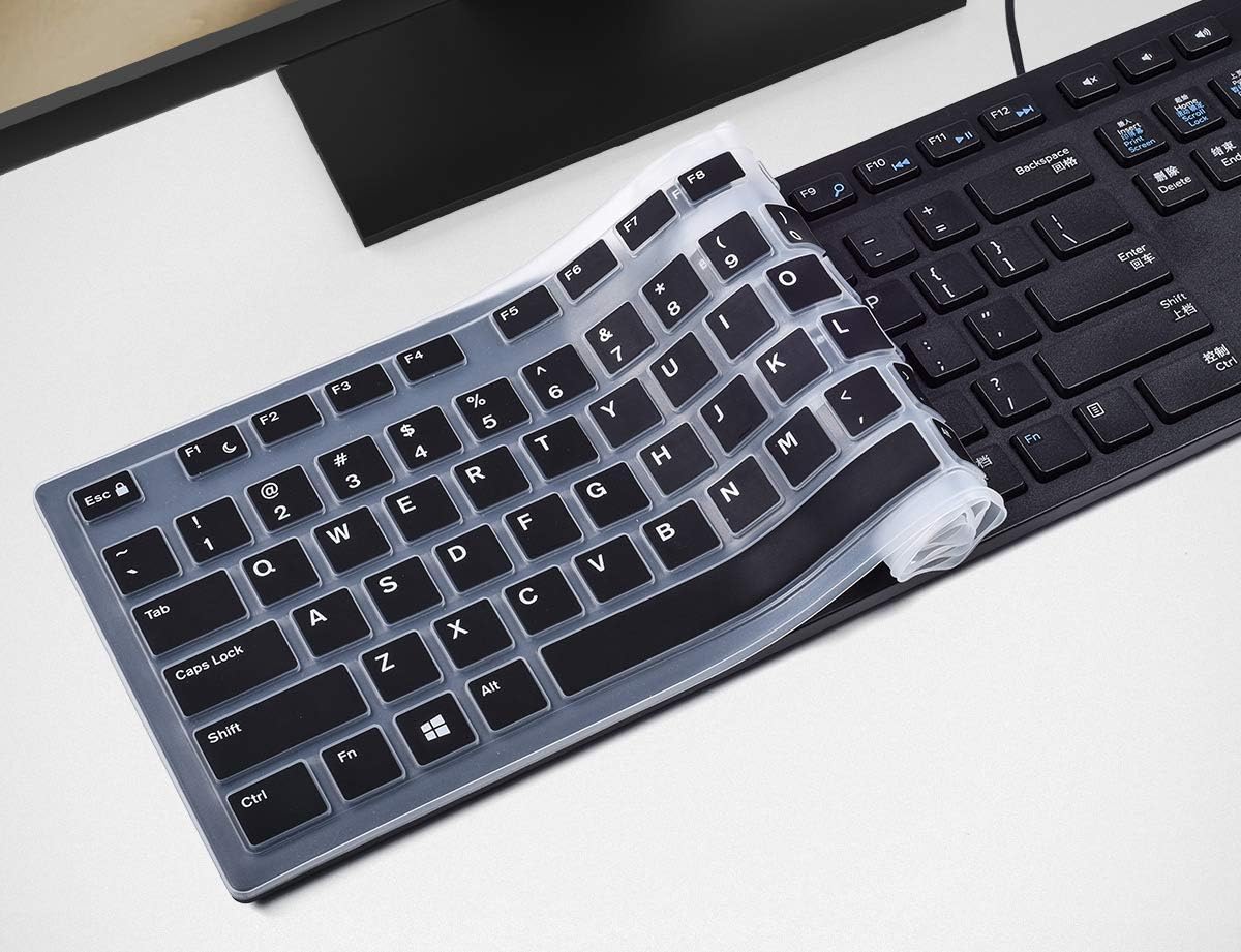 Keyboard Cover for DELL KB216 KB216b KB216t KB216d KB216p Wired & KM636 & Dell Optiplex 5250 3050 3240 5460 7450 7050 & Dell Inspiron AIO 3475/3670/3477 All-in one Desktop Keyboard -Black