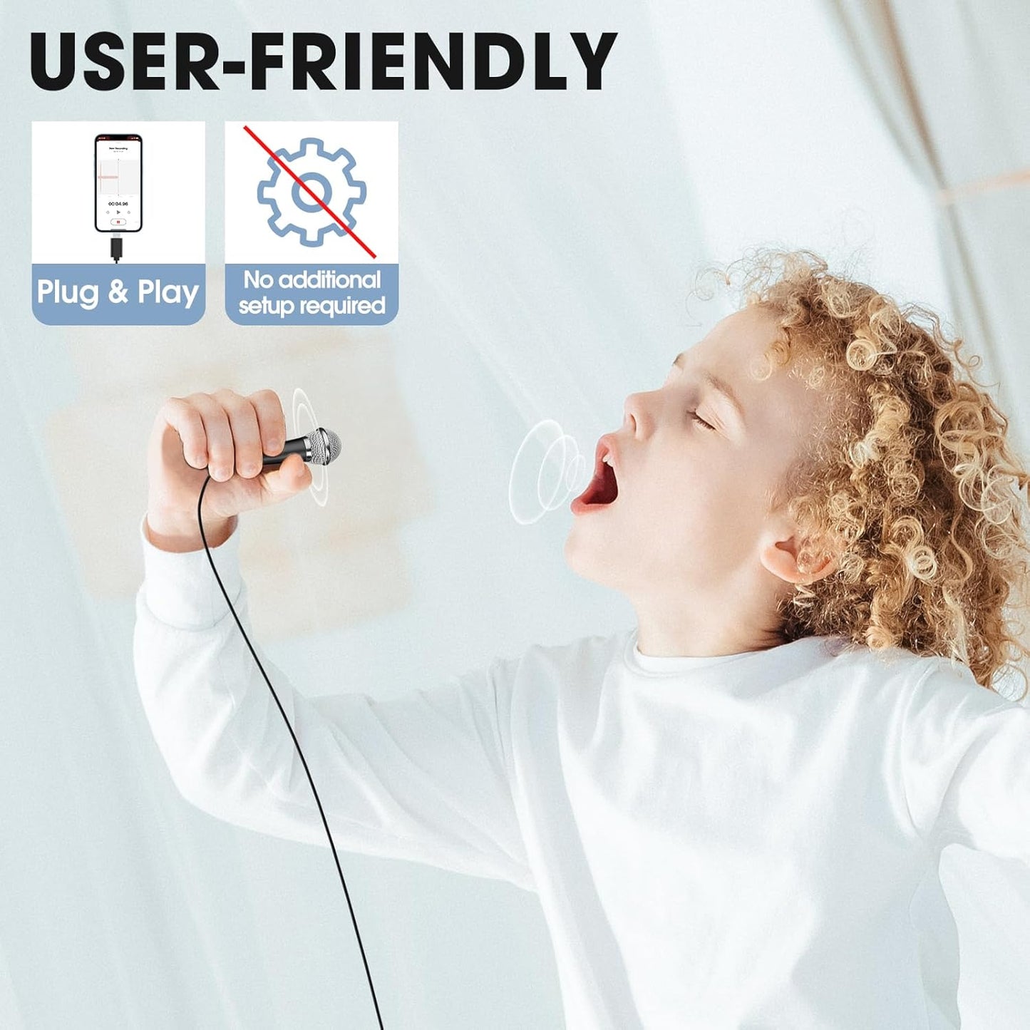 Mini Microphone for iPhone iPad Small ASMR Tiny Microphone for Voice Video Recording Singing, Vlogging, Podcasting YouTube (1 PCS Black)