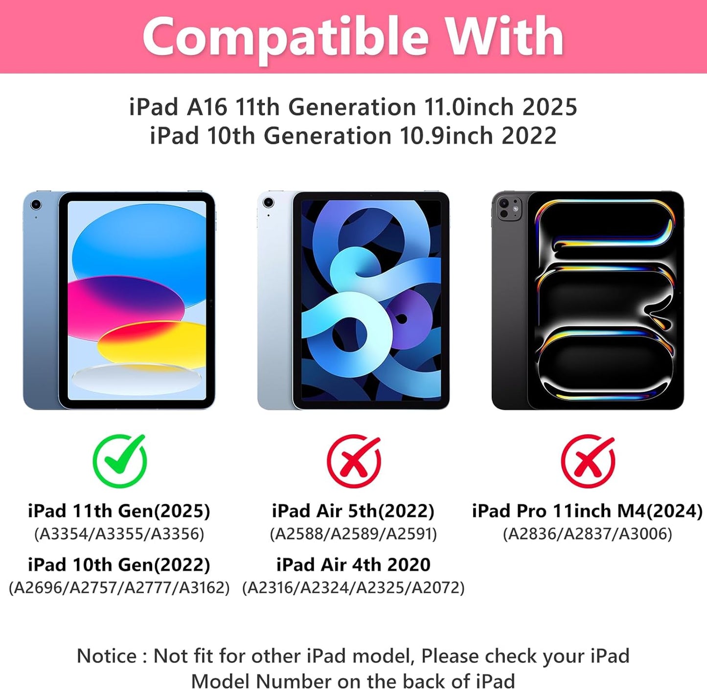 Touchpad for iPad A16 11th/10th Generation Case with Keyboard, 7 Color Backlit 360 Rotation Cover with Pencil Holder,Detachable Keyboard for iPad 11 inch 2025/10th Gen 10.9'' 2022 (Watermelon Red)