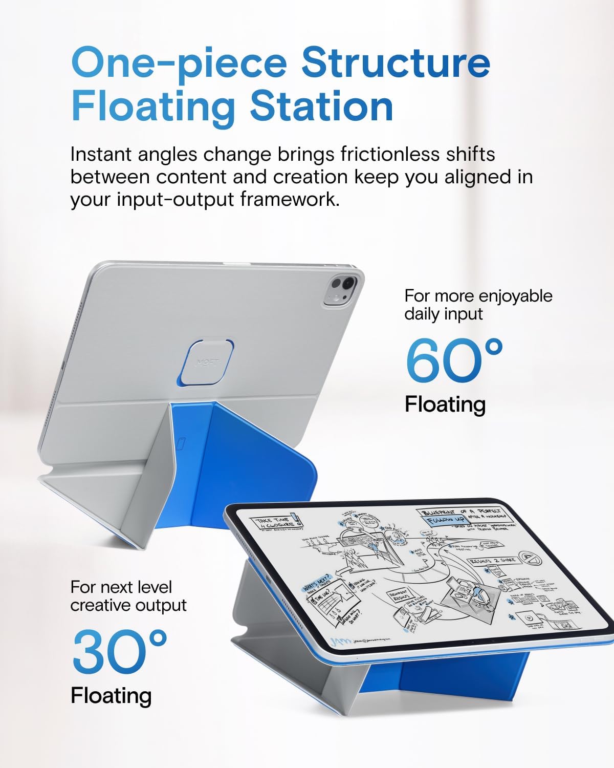 MOFT Dynamic Folio Case for iPad Pro 11-inch(2nd/3rd/4th Generation, 2020/2021/ 2022), Silm Magnetic Stand Case with 20+ Viewing Angles, Auto Wake/Sleep,Cement x Sapphire