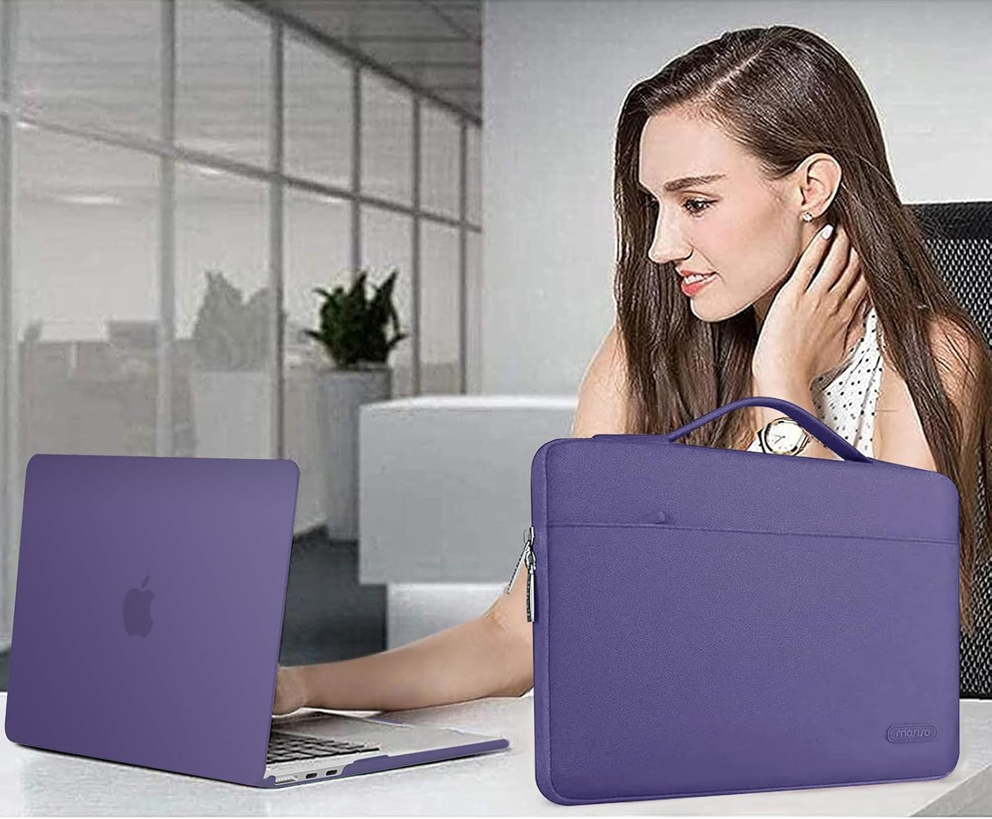 MOSISO Compatible with MacBook Air 13 inch Case 2025 2024 2023 2022 M4 A3240 M3 A3113 M2 A2681, Hard Shell&Sleeve Bag&Keyboard Skin&Webcam Cover&Screen Film for MacBook Air 13.6 inch, Imperial Purple