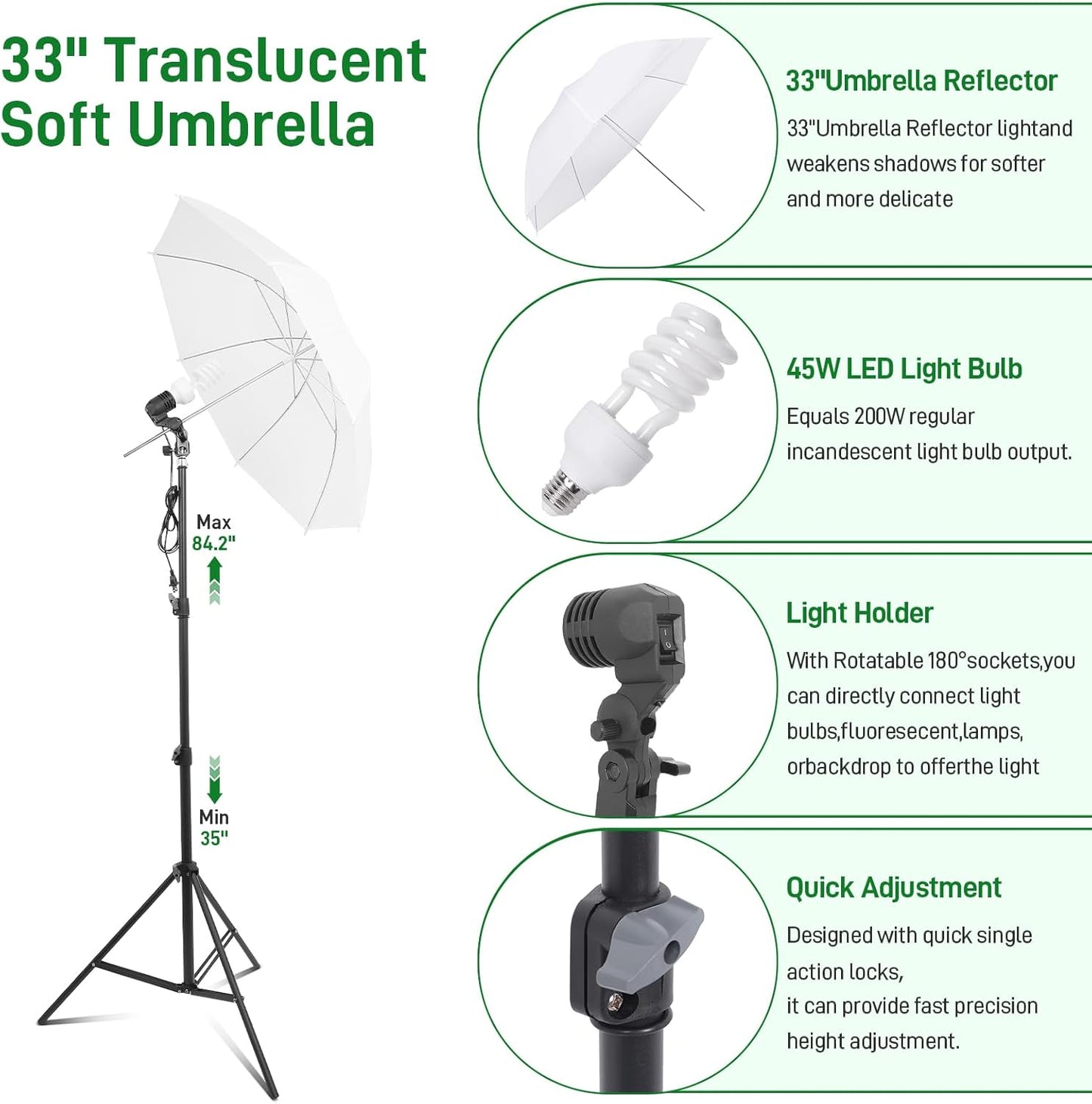 Photography Lighting kit with Backdrops, 8.5x10ft Backdrop Stands, Zyernar LED Bulbs Umbrella Softbox Continuous Lighting, Photo Studio Equipment for Video Shoot
